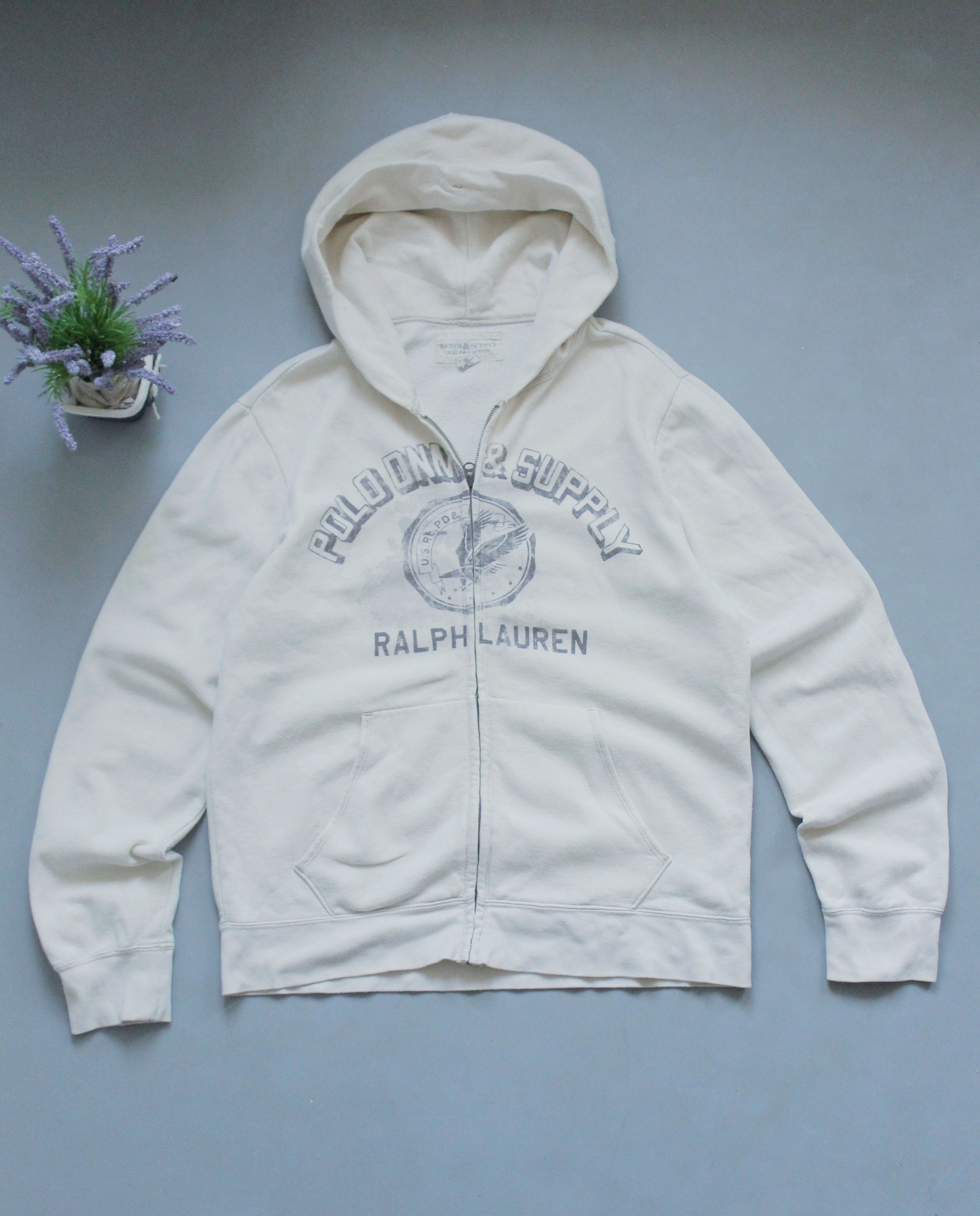 Denim & Supply Ralph Lauren × Polo Ralph Lauren × Vintage VINTAGE RALPH LAUREN DENIM & SUPPLY BEIGE ZIP HOODIE L Size US L / EU 52-54 / 3 - 1 Thumbnail
