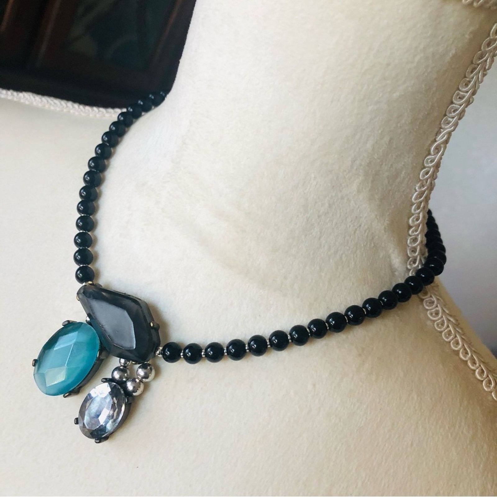 Handmade Handcrafted repurpose faceted stone Pearl necklace Size ONE SIZE - 4 Thumbnail