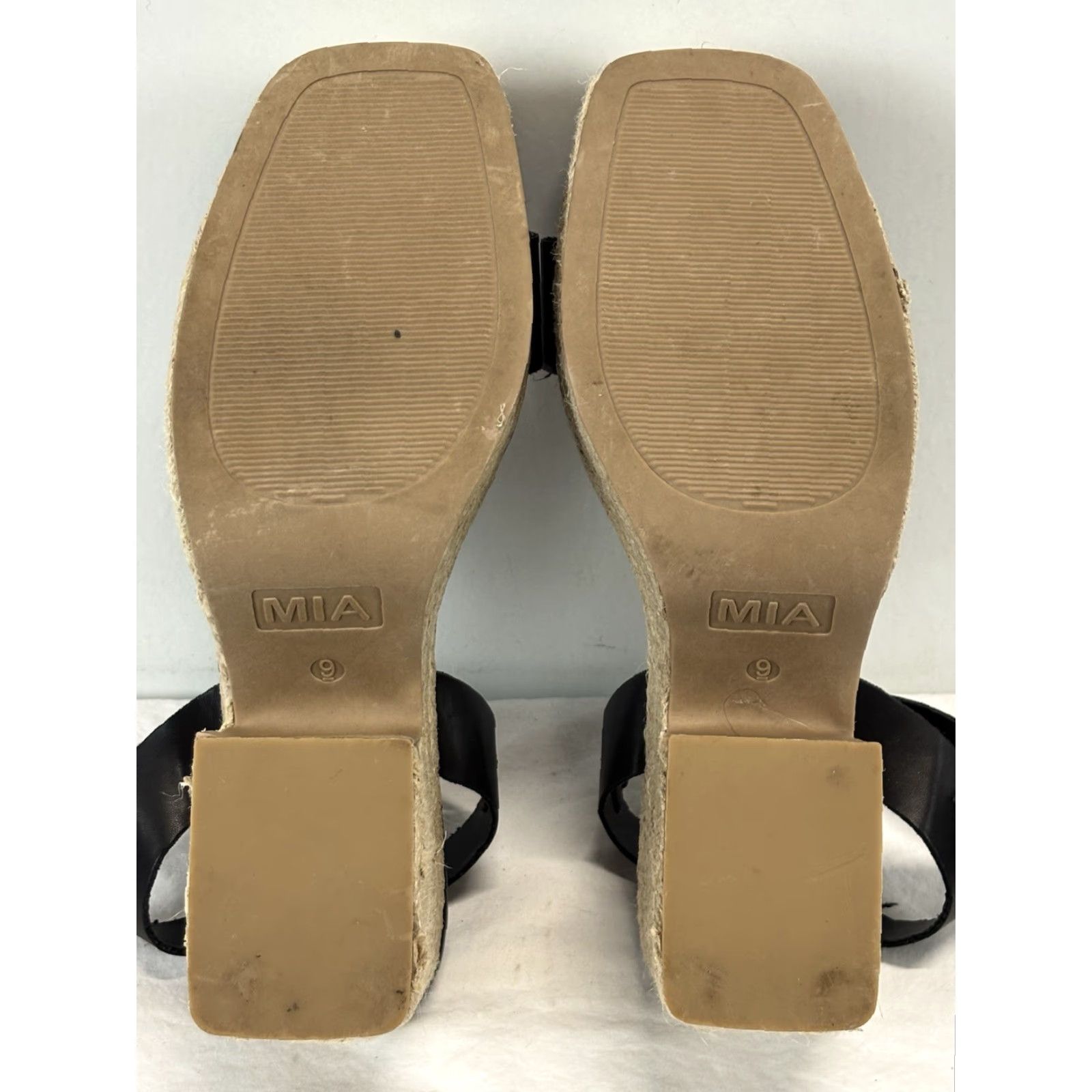 Vintage MIA Florida Sandals Women’s 9 Black Chunky Espadrille Platform Buckle Faux Leather Size US 9 / IT 39 - 5 Thumbnail