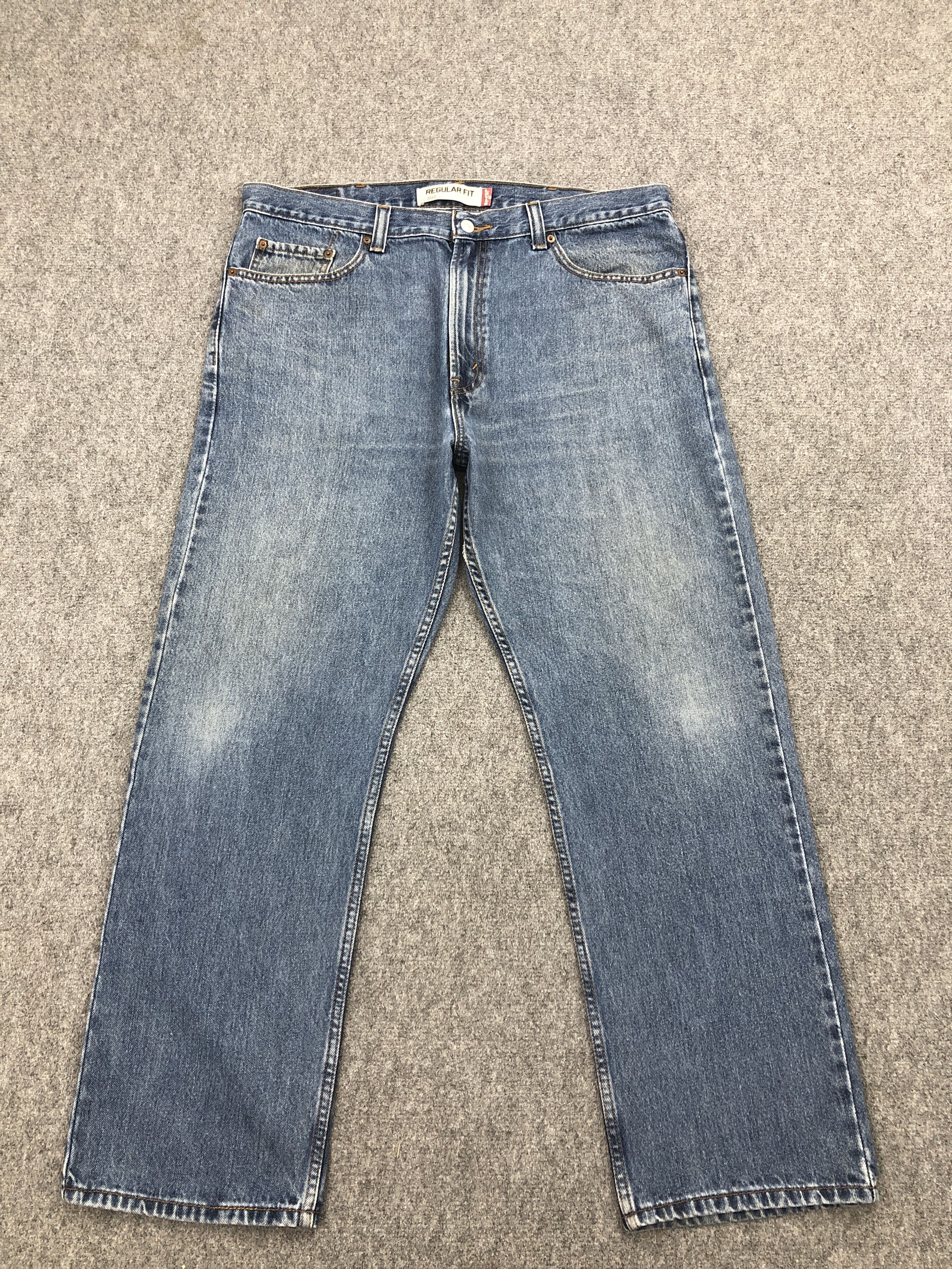 image of Faded Blue Vintage Levis 505 Denim Jeans in Blue Denim, Men's (Size 38)