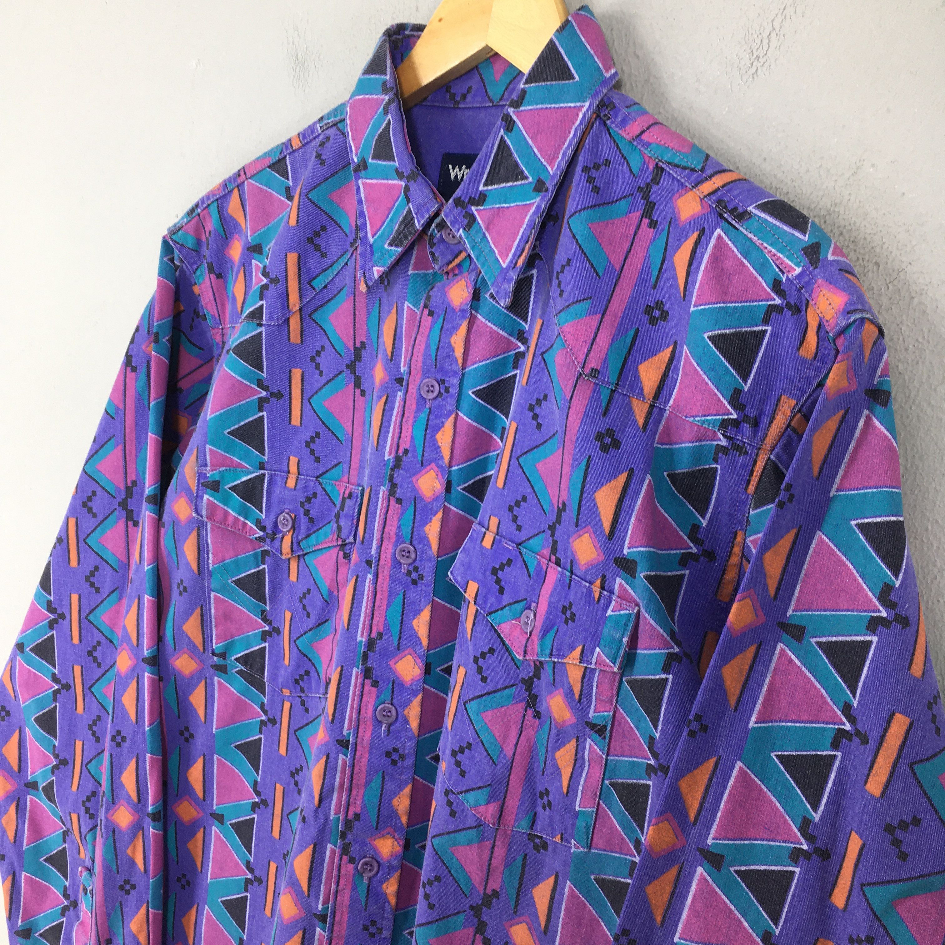 Wrangler Vintage 80s Wrangler Navajo Geometrical Pattern Shirt XLarge Size US XL / EU 56 / 4 - 3 Thumbnail