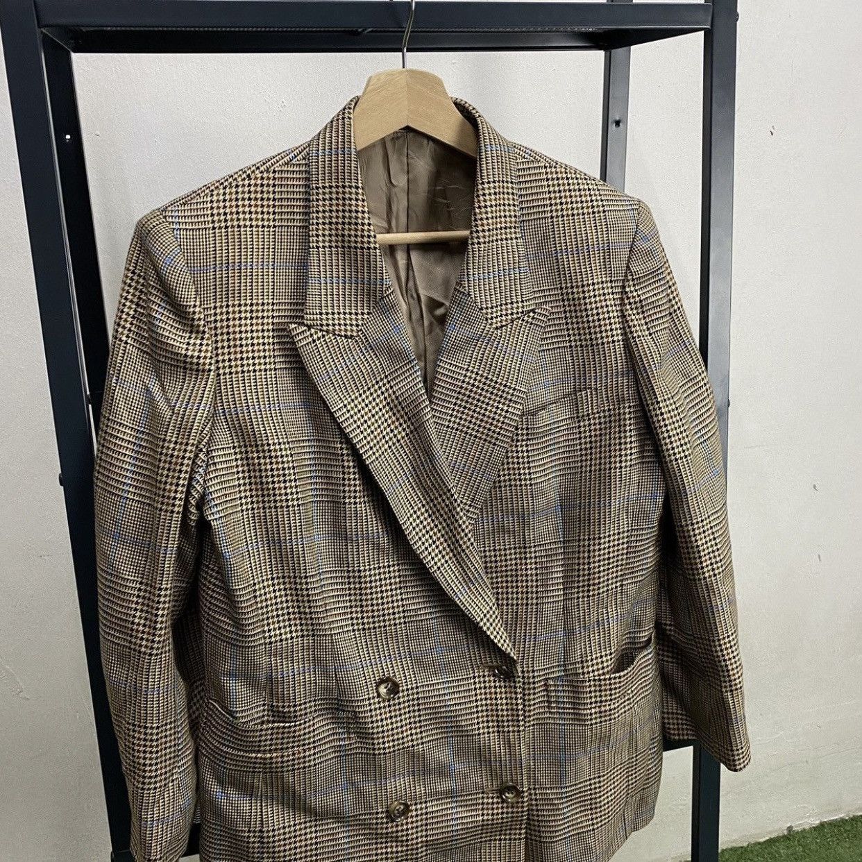 Burberry Prorsum Vintage Burberrys Double Breasted Houndstooth Plaid Wool Size S / US 4 / IT 40 - 4 Thumbnail