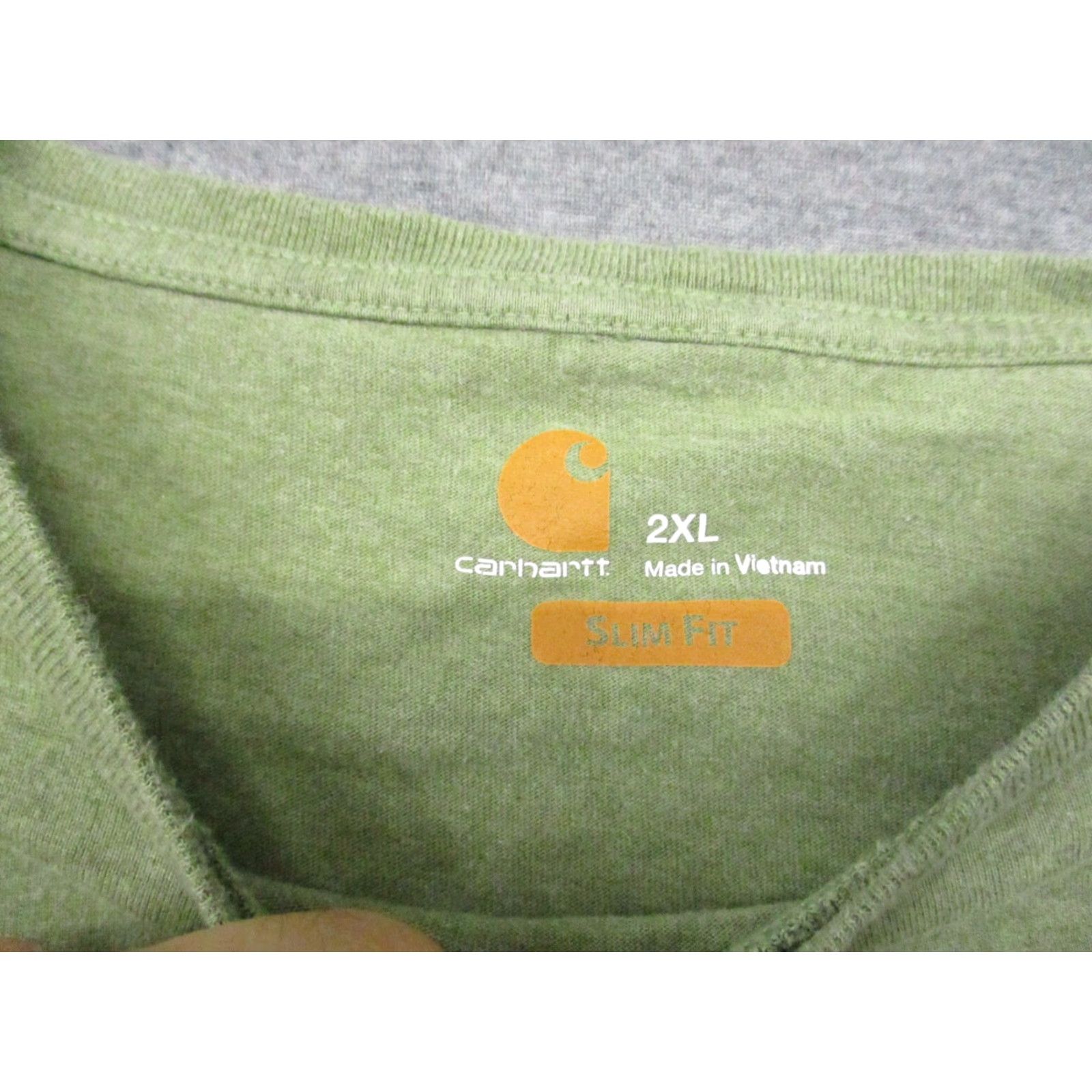 Carhartt VINTAGE Carhartt Shirt XXL Mens Olive Green Spell Out Crew Neck Slim Fit Size US XXL / EU 58 / 5 - 3 Thumbnail