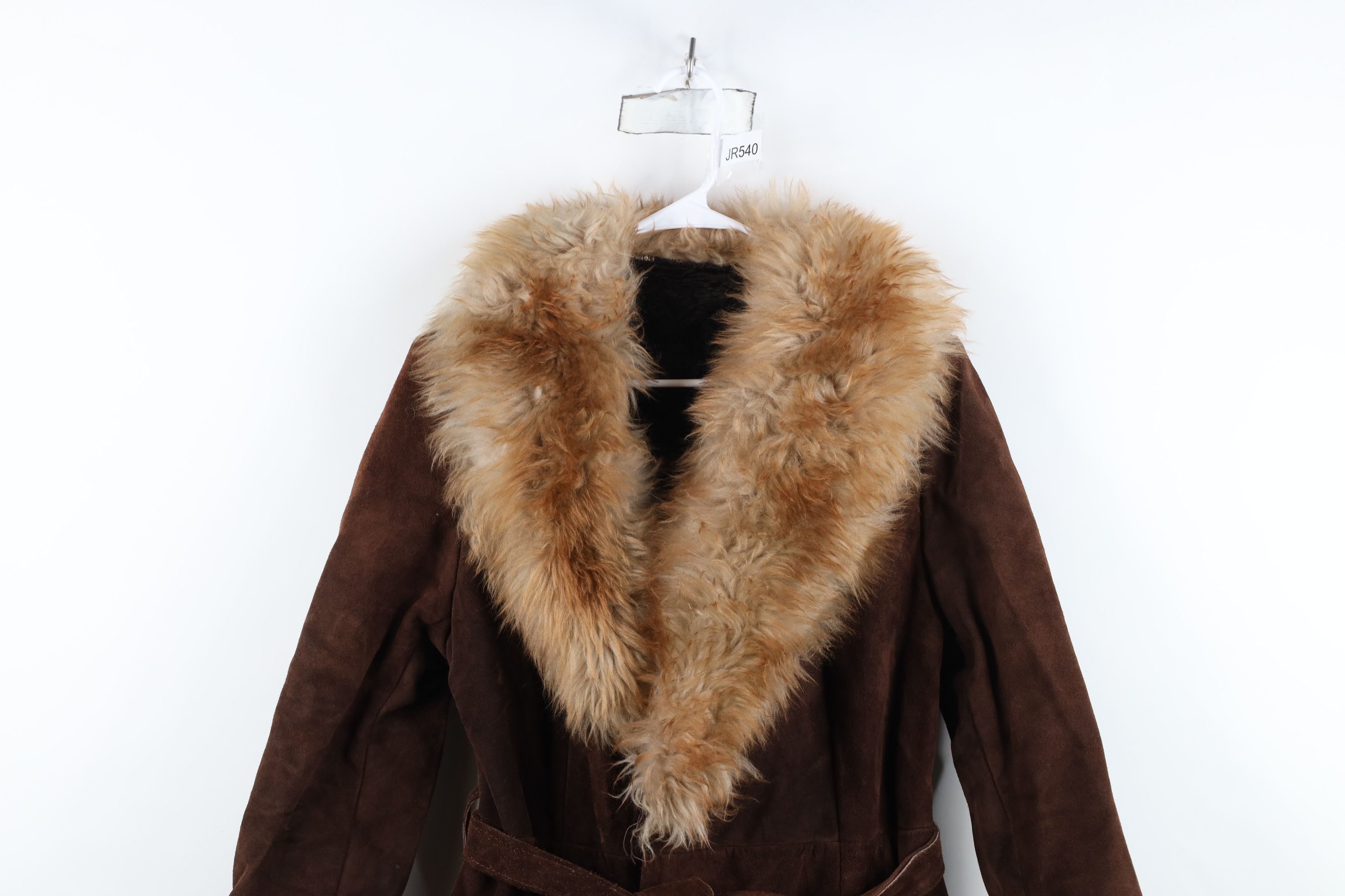 Vintage Vintage 60s Heavyweight Shearling Leather Belted Jacket Size L / US 10 / IT 46 - 2 Thumbnail