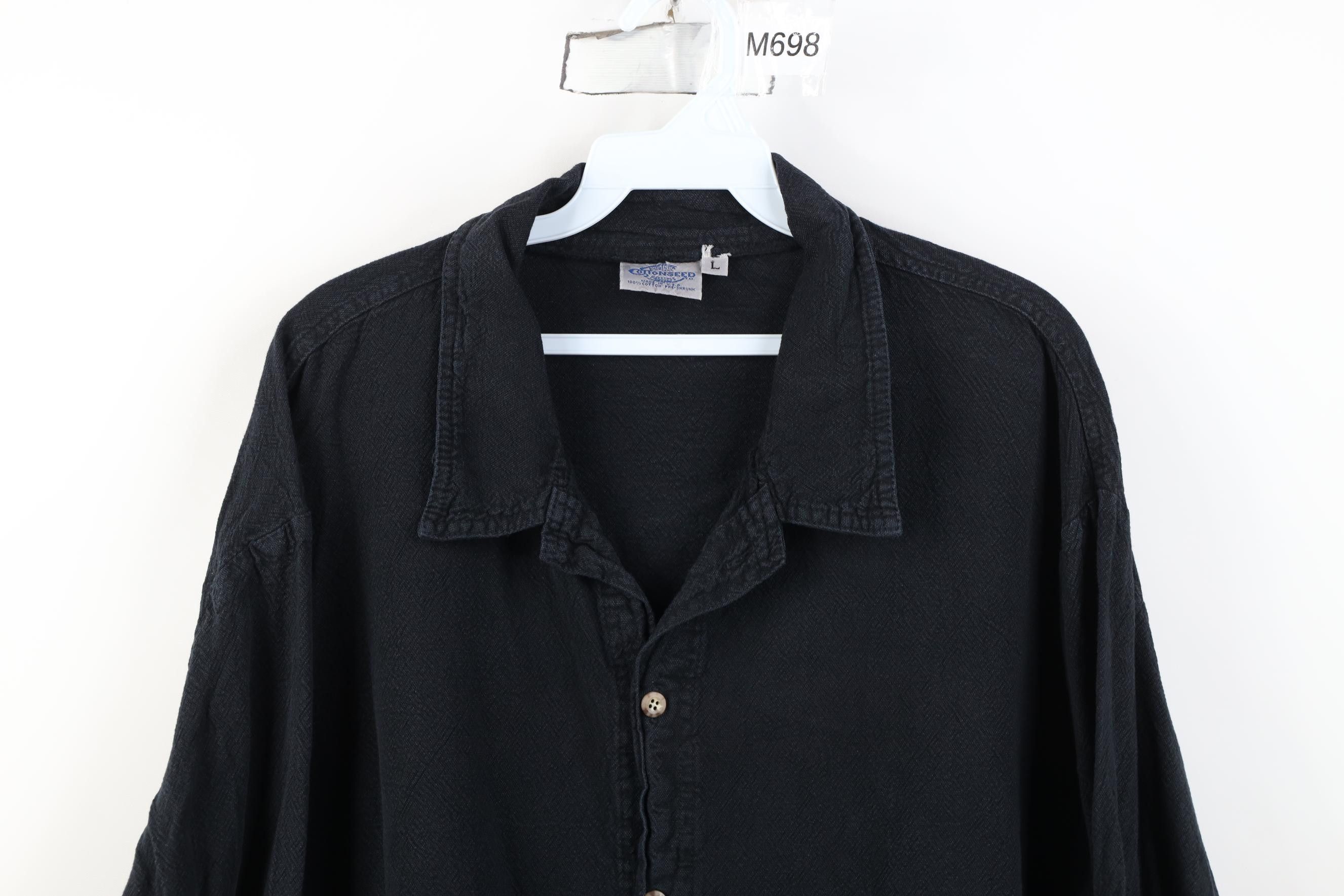 Vintage Vintage 90s Streetwear Cotton Button Shirt Jacket Black USA Size US L / EU 52-54 / 3 - 2 Thumbnail