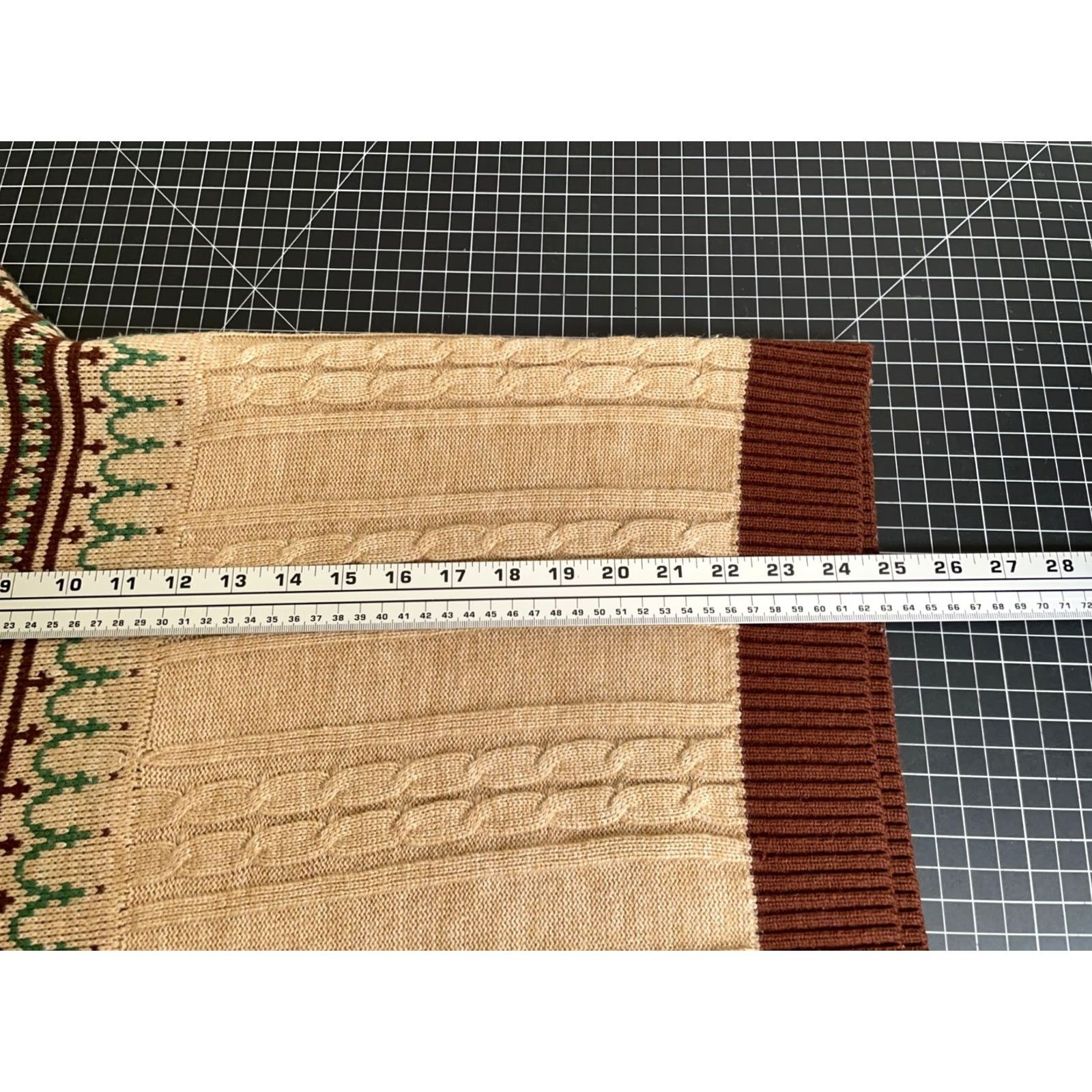 JCPenney VINTAGE J. C. Penney Shawl Collar Sweater Mens Large Beige Brown Fair Isle 70s VTG Size US L / EU 52-54 / 3 - 6 Thumbnail