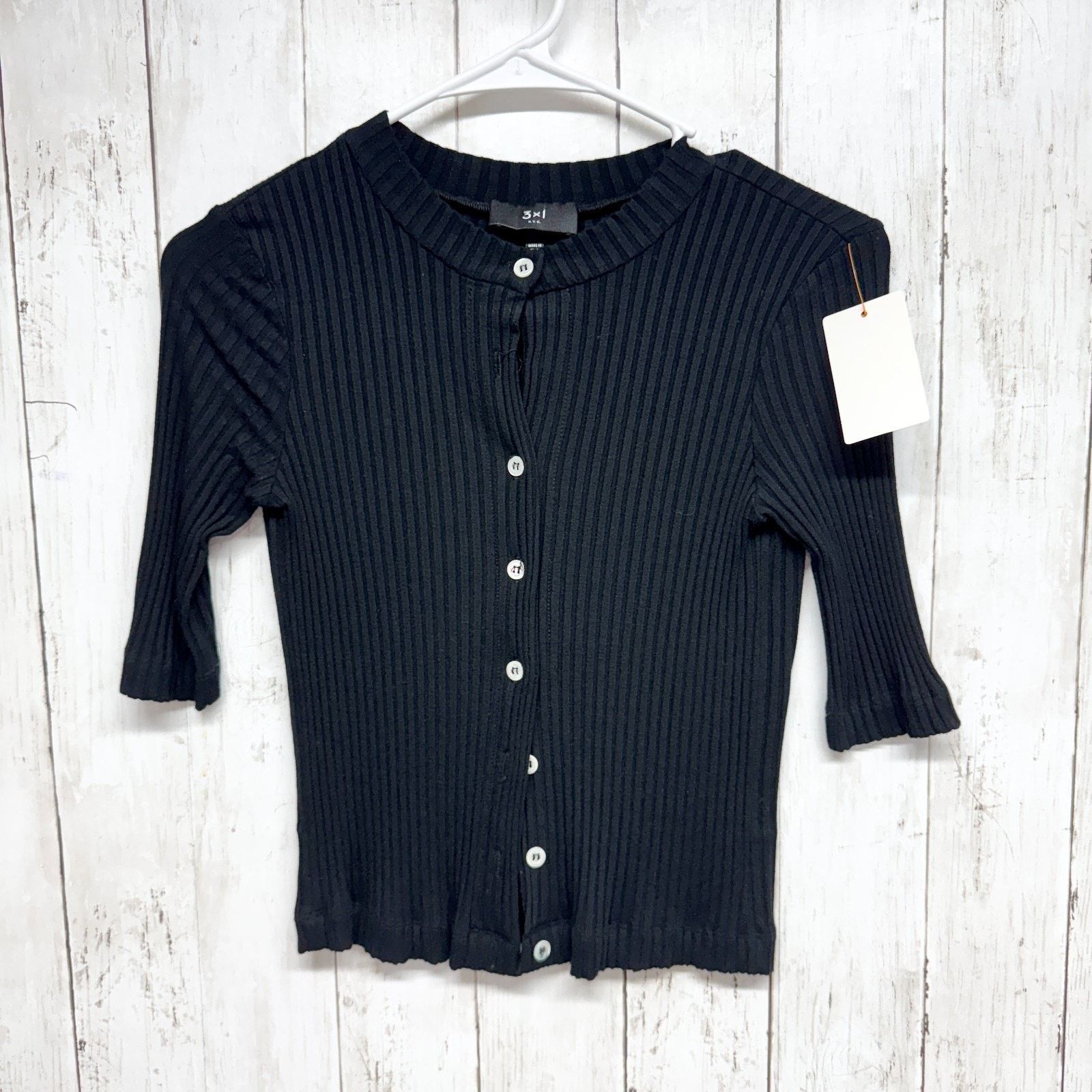 3x1 3x1 NYC Sweater Medium Ribbed Crewneck Half Sleeve Button Up Size M / US 6-8 / IT 42-44 - 1 Thumbnail