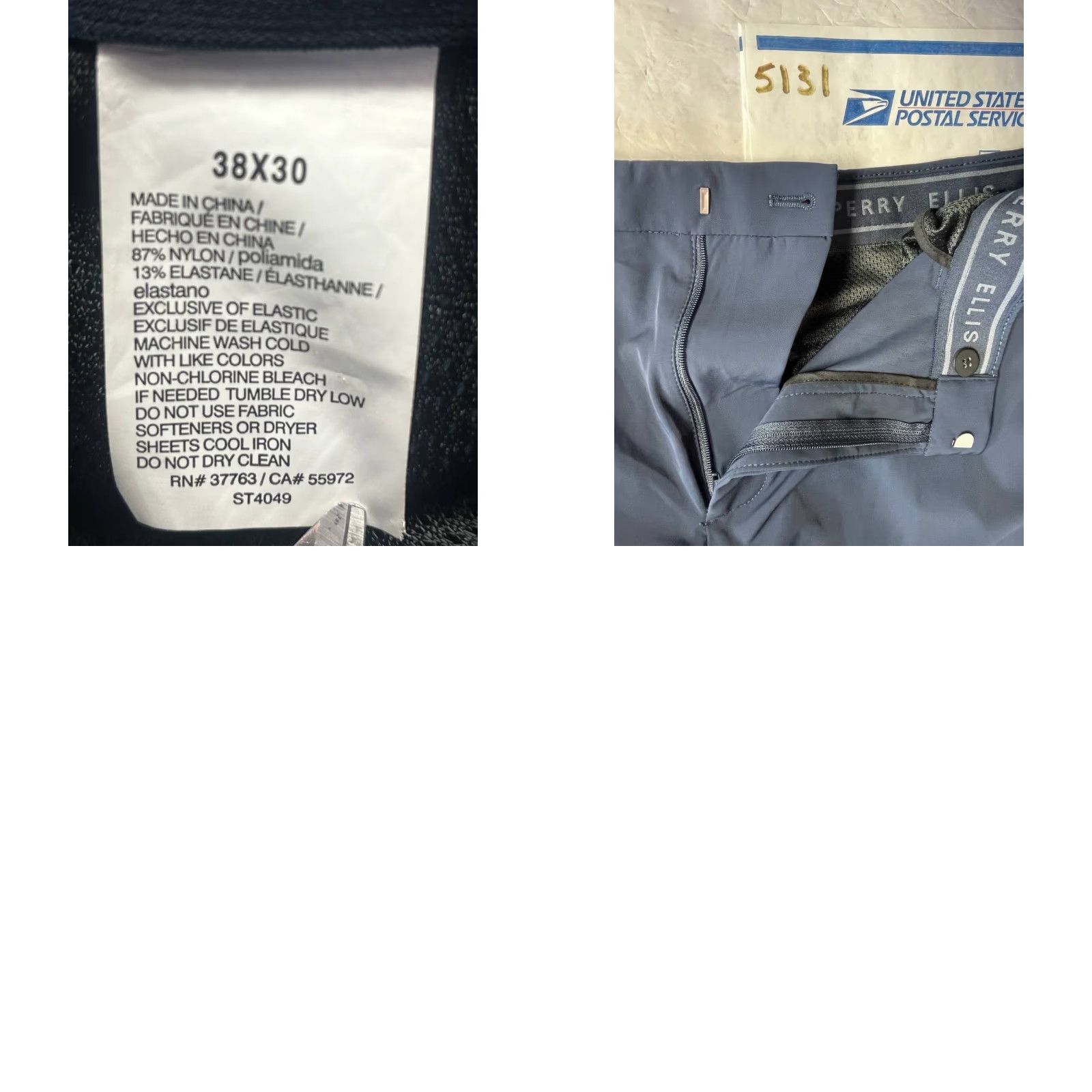 Perry Ellis Perry Ellis Portfolio Dress Pants Slim Blue 38x30 Men Regular Flat Front Stretch Pants Size US 38 / EU 54 - 8 Thumbnail