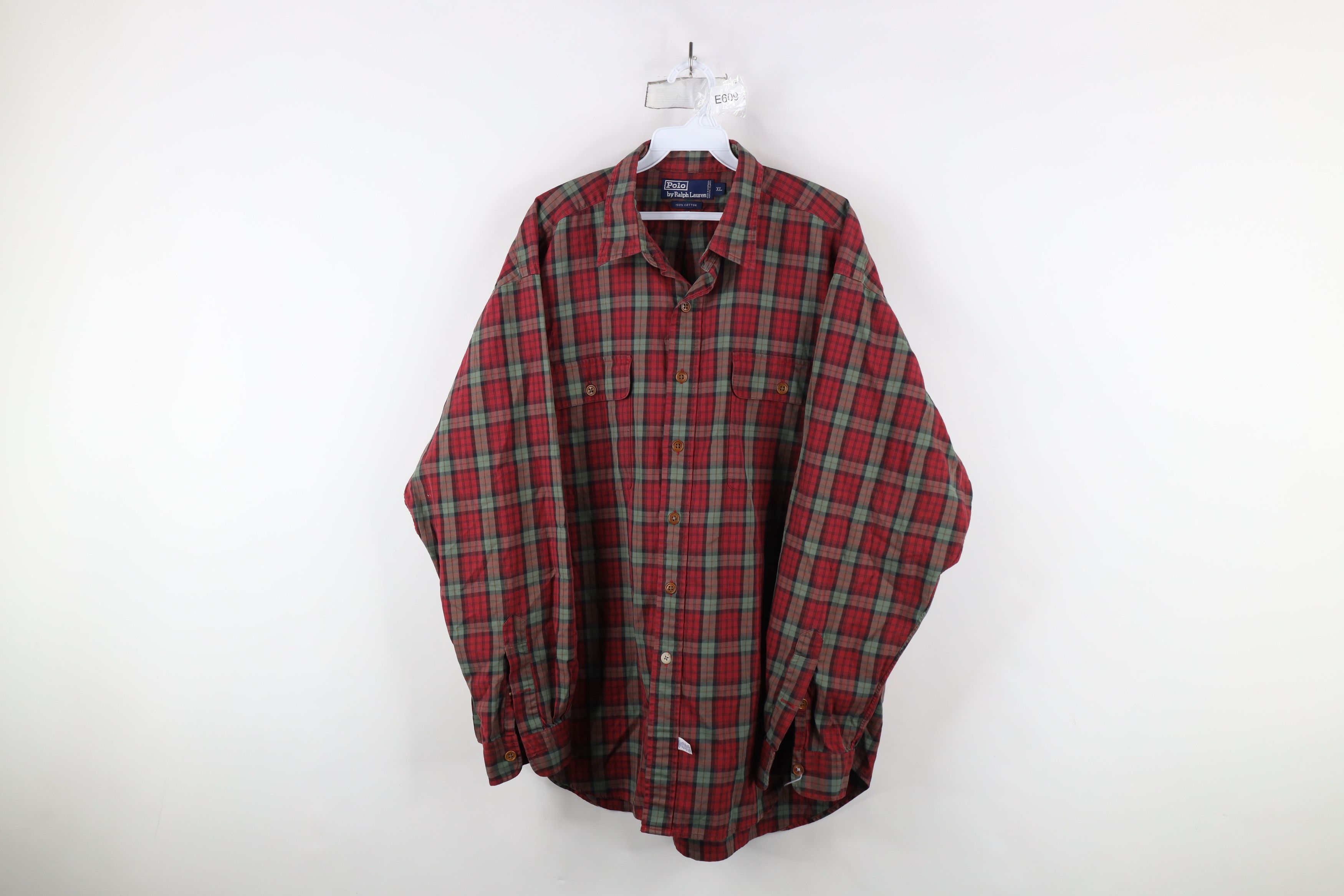 Ralph Lauren × Vintage Vintage 90s Ralph Lauren Pocket Collared Button Shirt Plaid Size US XL / EU 56 / 4 - 1 Thumbnail