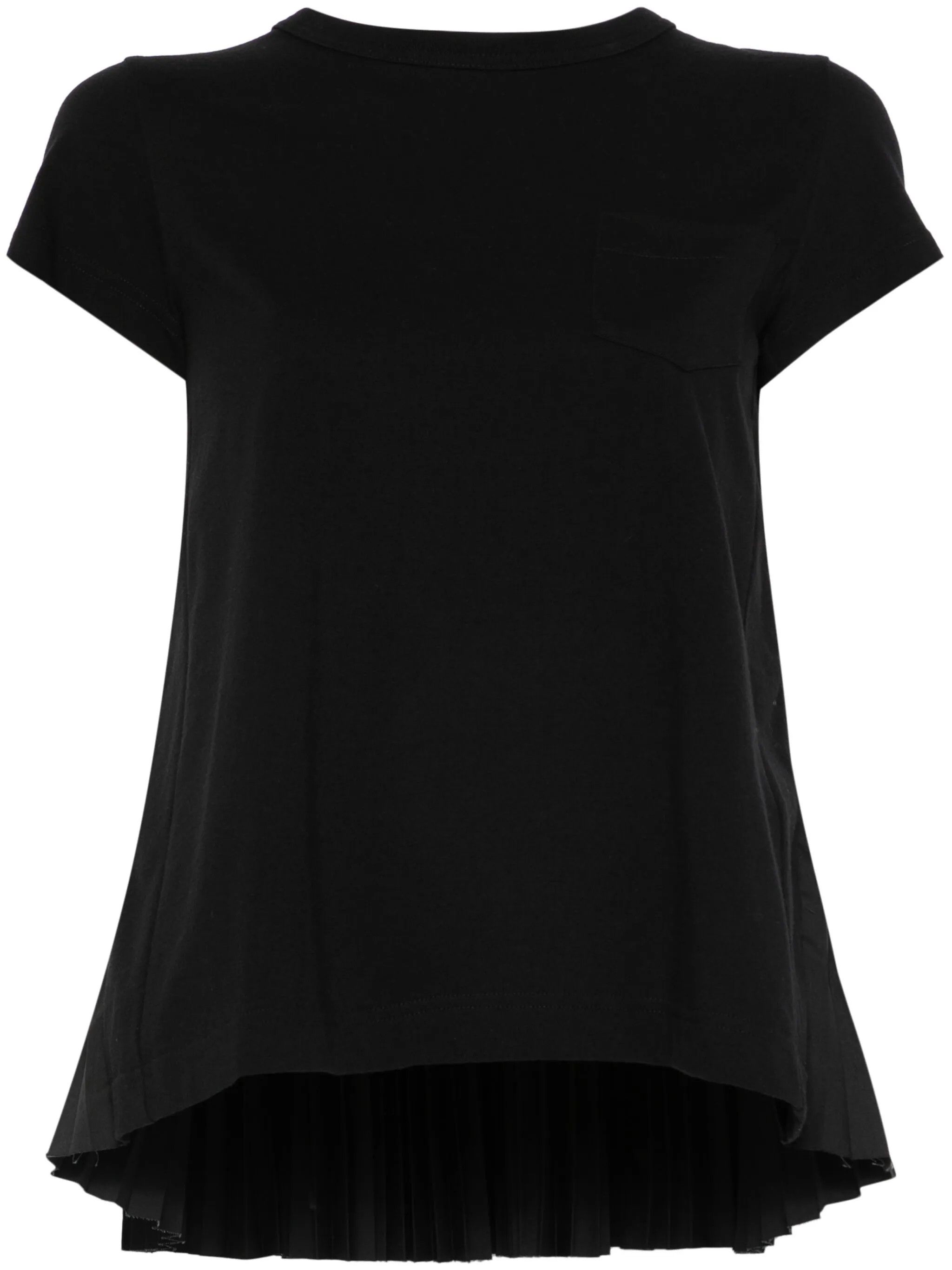 o1s22i1n0924 Pleated Back T-Shirt in Black
