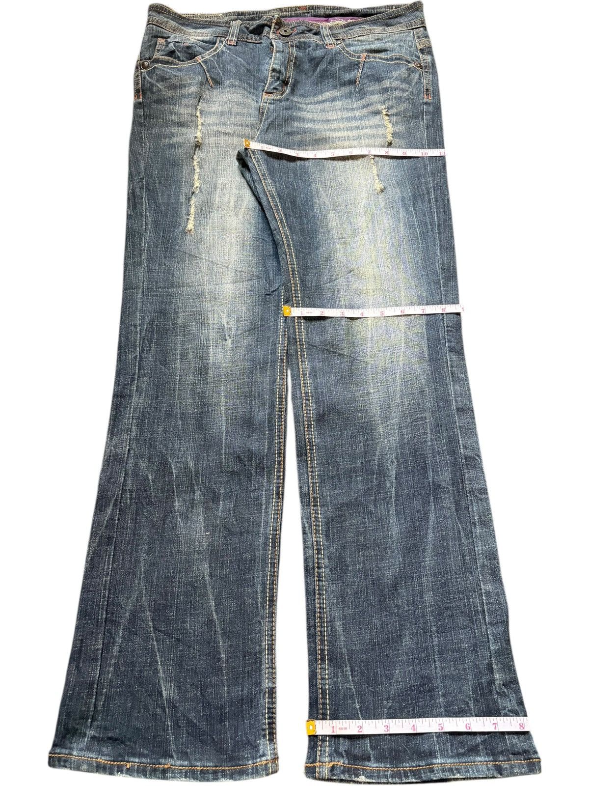 Hysteric Glamour Vintage Japanese Brand Faded Wash Distress Flare Jeans Size 34" / US 12 / IT 48 - 8 Thumbnail