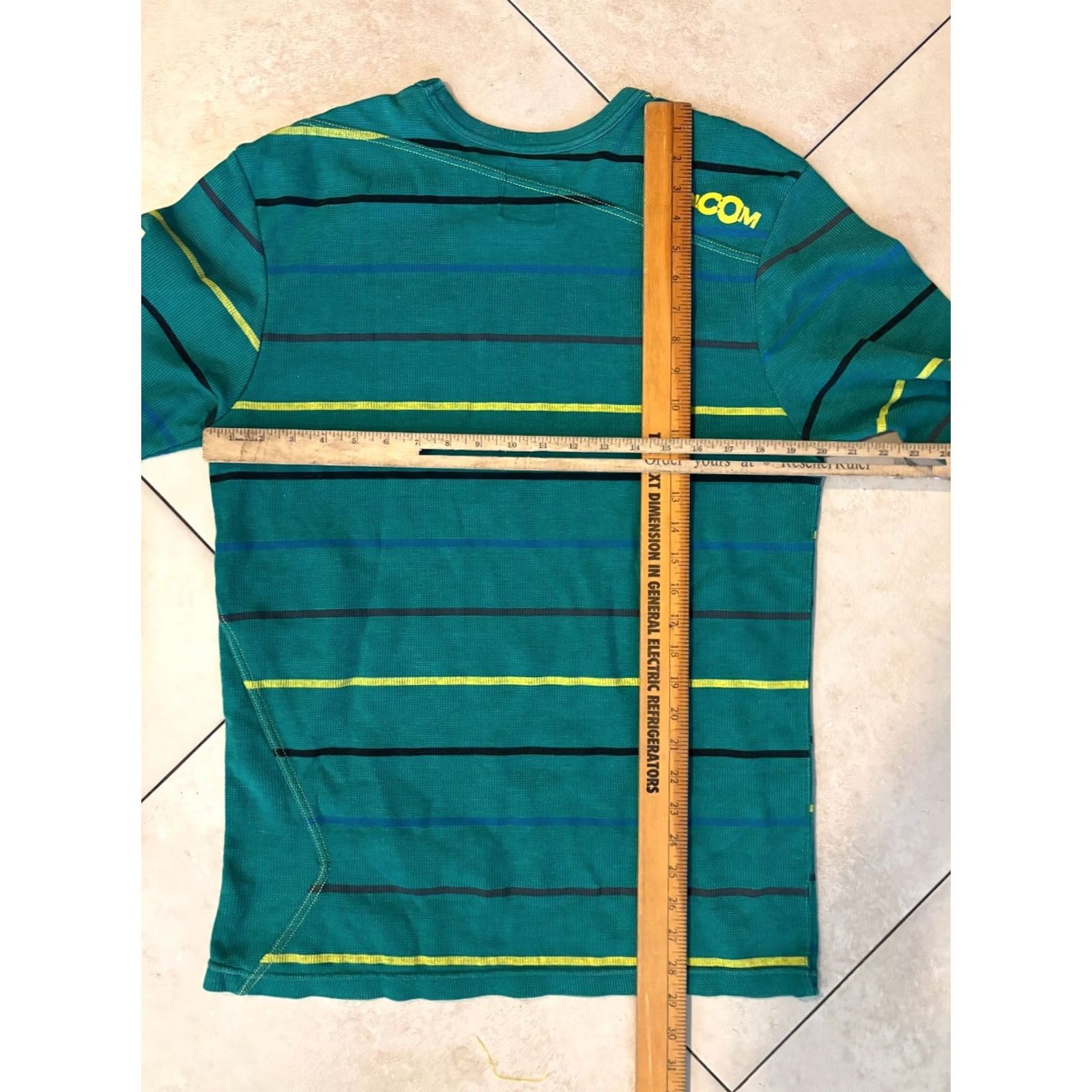 Volcom Volcom T-Shirt Thermal Long Sleeve Striped Y2K XL Green Mens Vintage Skull Logo 8/10 Size US XL / EU 56 / 4 - 5 Thumbnail
