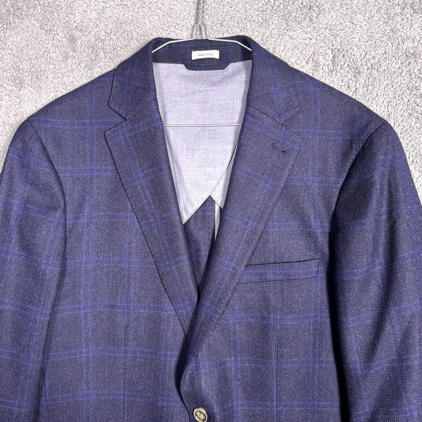 Peter Millar Peter Millar Sport Coat Men M Wool Windowpane Crown Crafted Fall Check Soft Blue Size US M / EU 48-50 / 2 - 5 Thumbnail