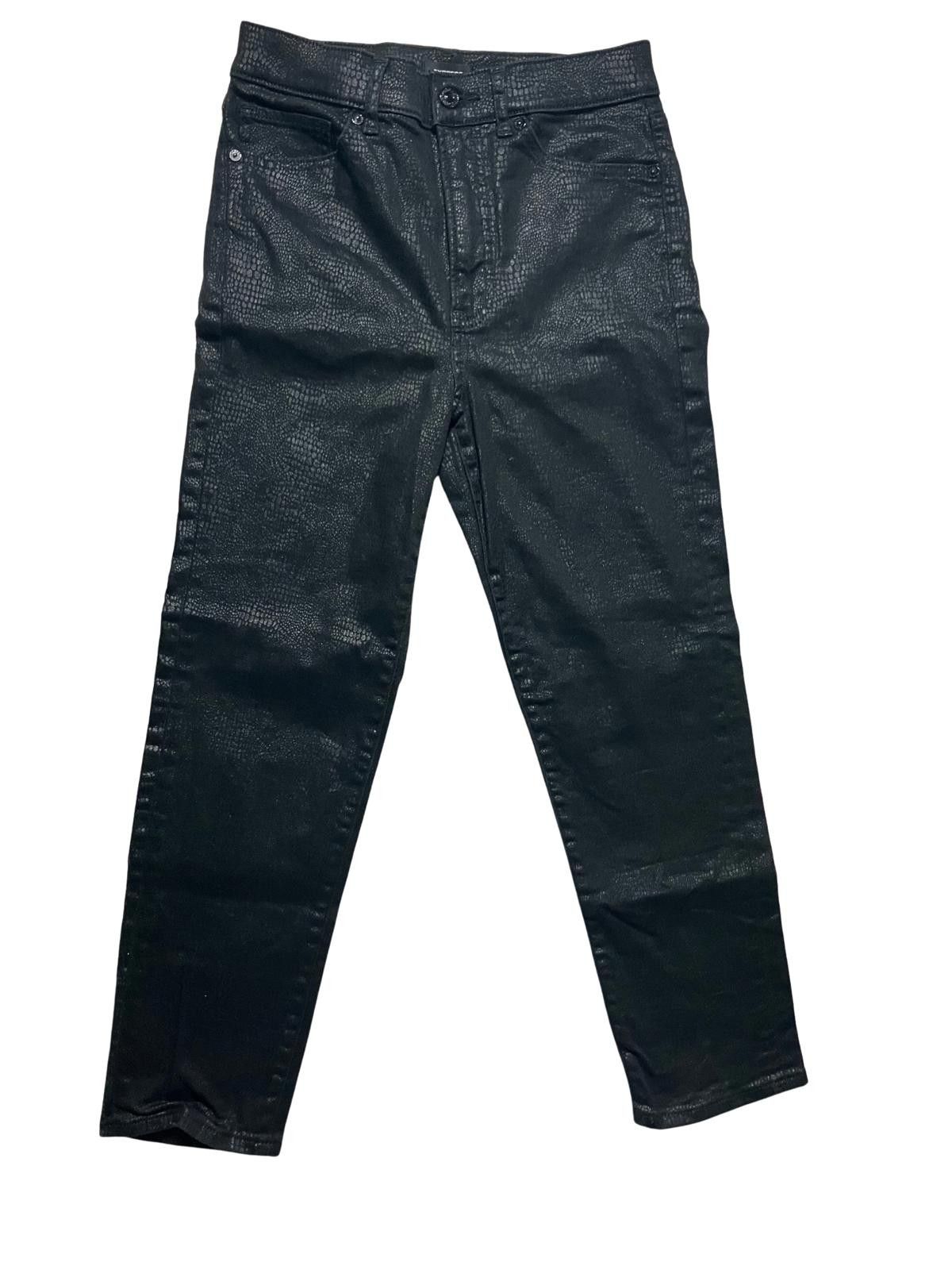 Express Express Mom Jean Super High Rise Coated Black Size 4 Size 30" / US 8 / IT 44 - 2 Thumbnail