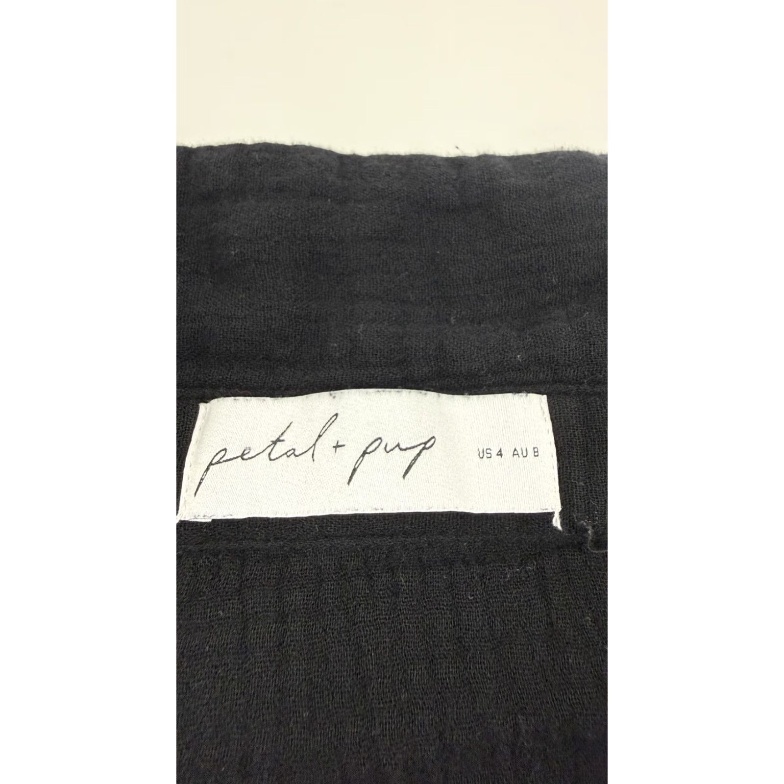 Vintage VINTAGE? Wait: Not vintage. Petal & Pup Romper Women 4 Black Gauze Button Front V-Neck Short Sleeve One-Piece 100% Cotton Women Size 27" / US 4 / IT 40 - 4 Thumbnail