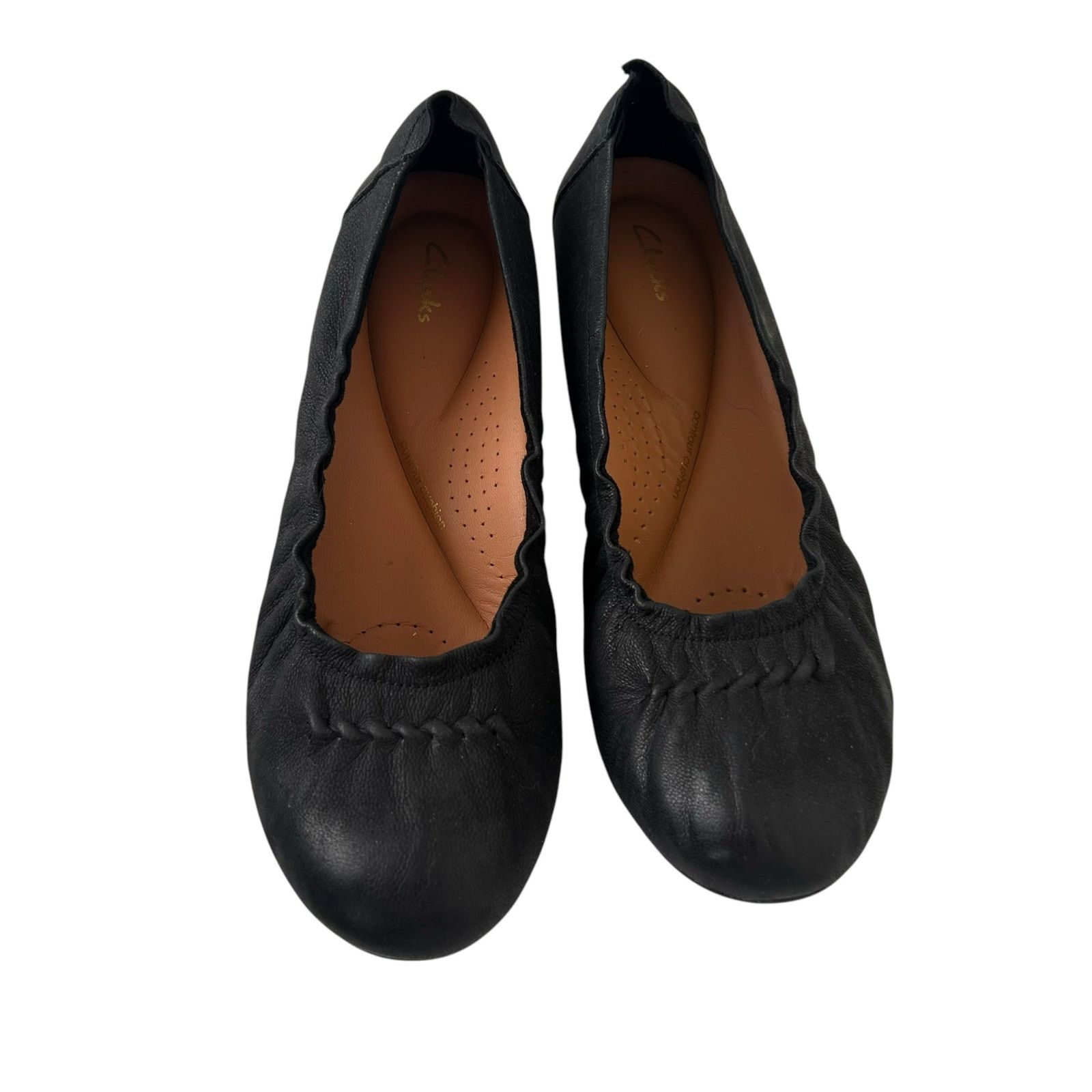 Clarks Clarks Black Rena Hop Leather Flats Sz 5.5 Size US 5.5 / IT 35.5 - 2 Thumbnail