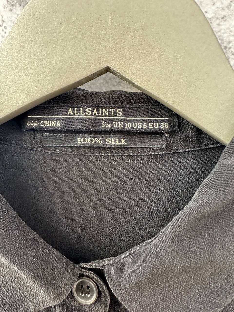 Allsaints × Vintage Allsaints Avant-Garde GIOVIA Shirt Dress 100% Silk Black Size M / US 6-8 / IT 42-44 - 10 Thumbnail