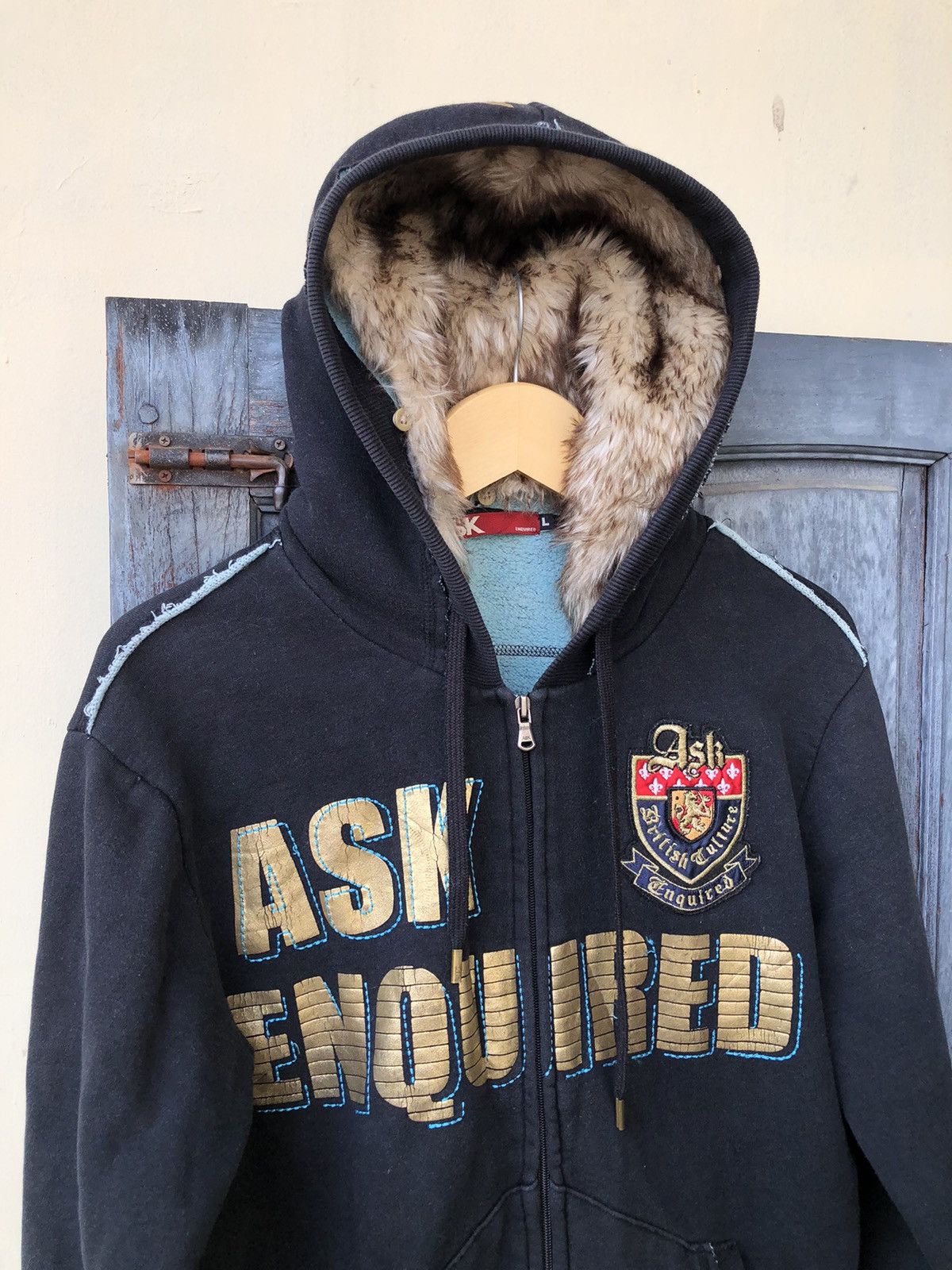 Japanese Brand Ask Enquired British Culture Removeable Fur Hoodie Style Size US L / EU 52-54 / 3 - 5 Thumbnail