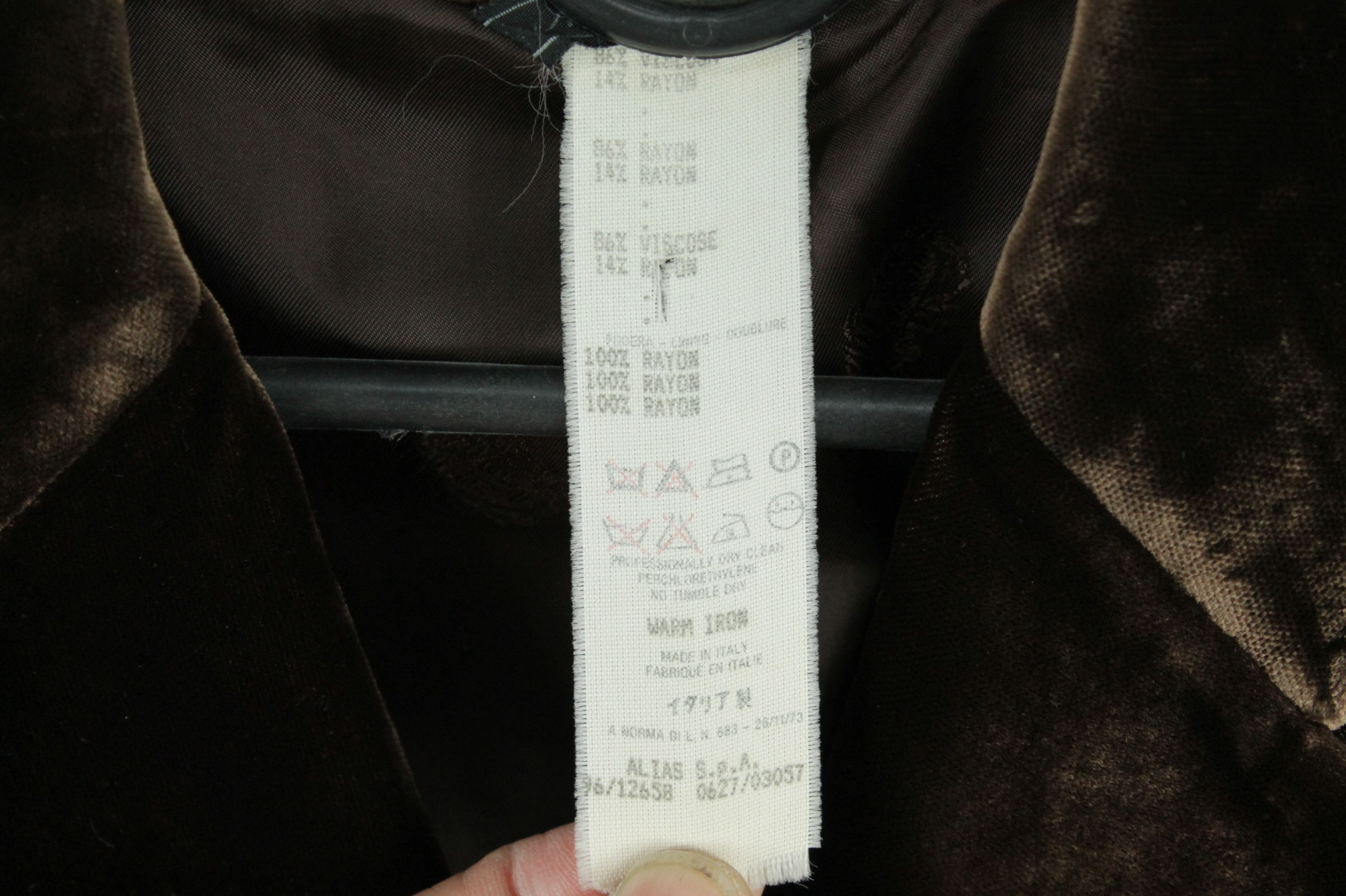 Versace RARE Gianni Versace COUTURE Brown Velvet Long Blazer Jacket Size S / US 4 / IT 40 - 6 Thumbnail