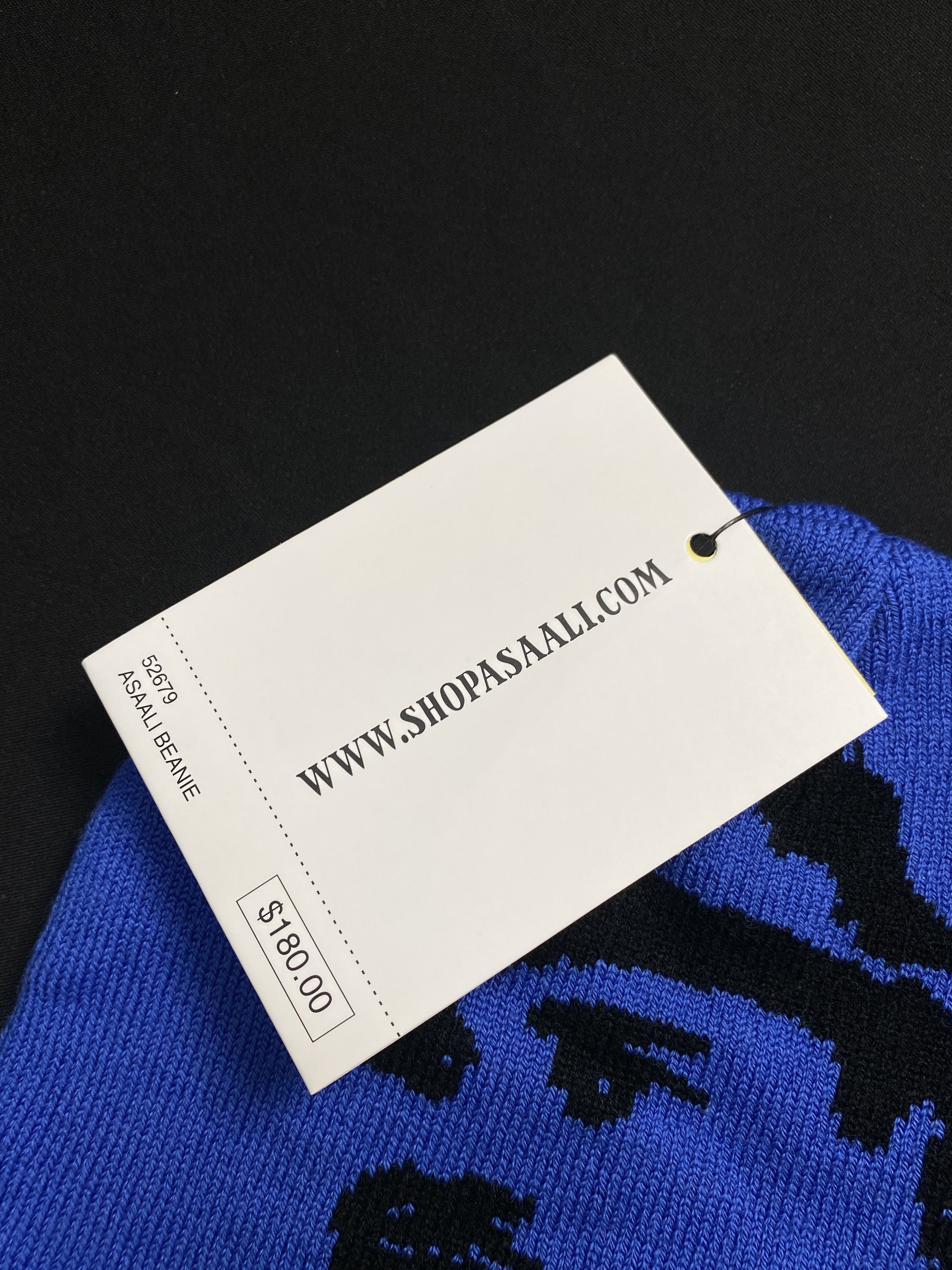 Asaali Rare Asaali Cartel Skully No Cuff Knit Blue Beanie Hats OS Size ONE SIZE - 7 Thumbnail