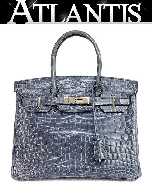 Hermes HERMES Birkin 30 Croco Niloticus Blue Bag Size ONE SIZE - 1 Thumbnail