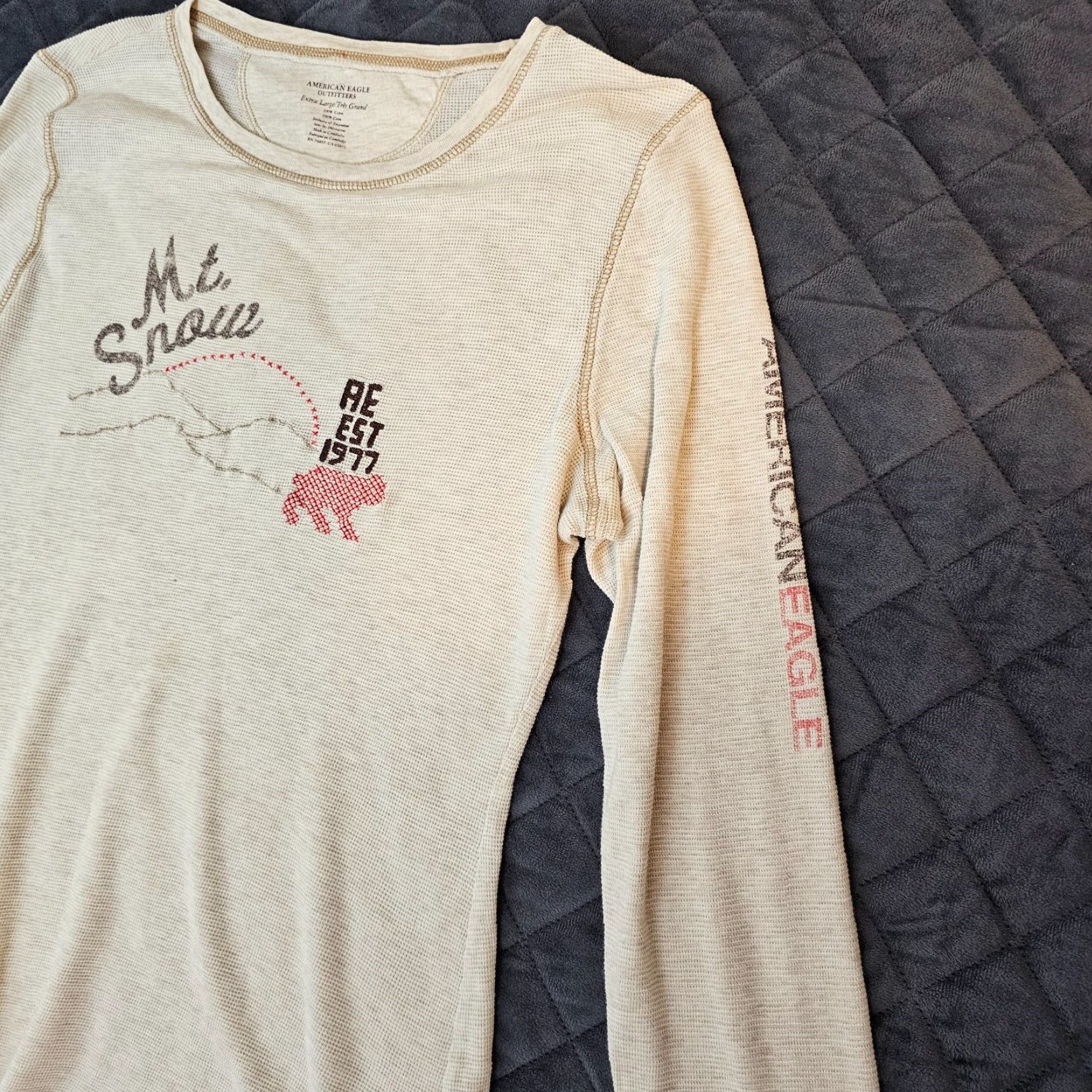 American Eagle Outfitters American Eagle Shirt Mens XL Classic Fit Long Sleeve Thermal Knit Beige Cotton Casual Size US XL / EU 56 / 4 - 4 Thumbnail