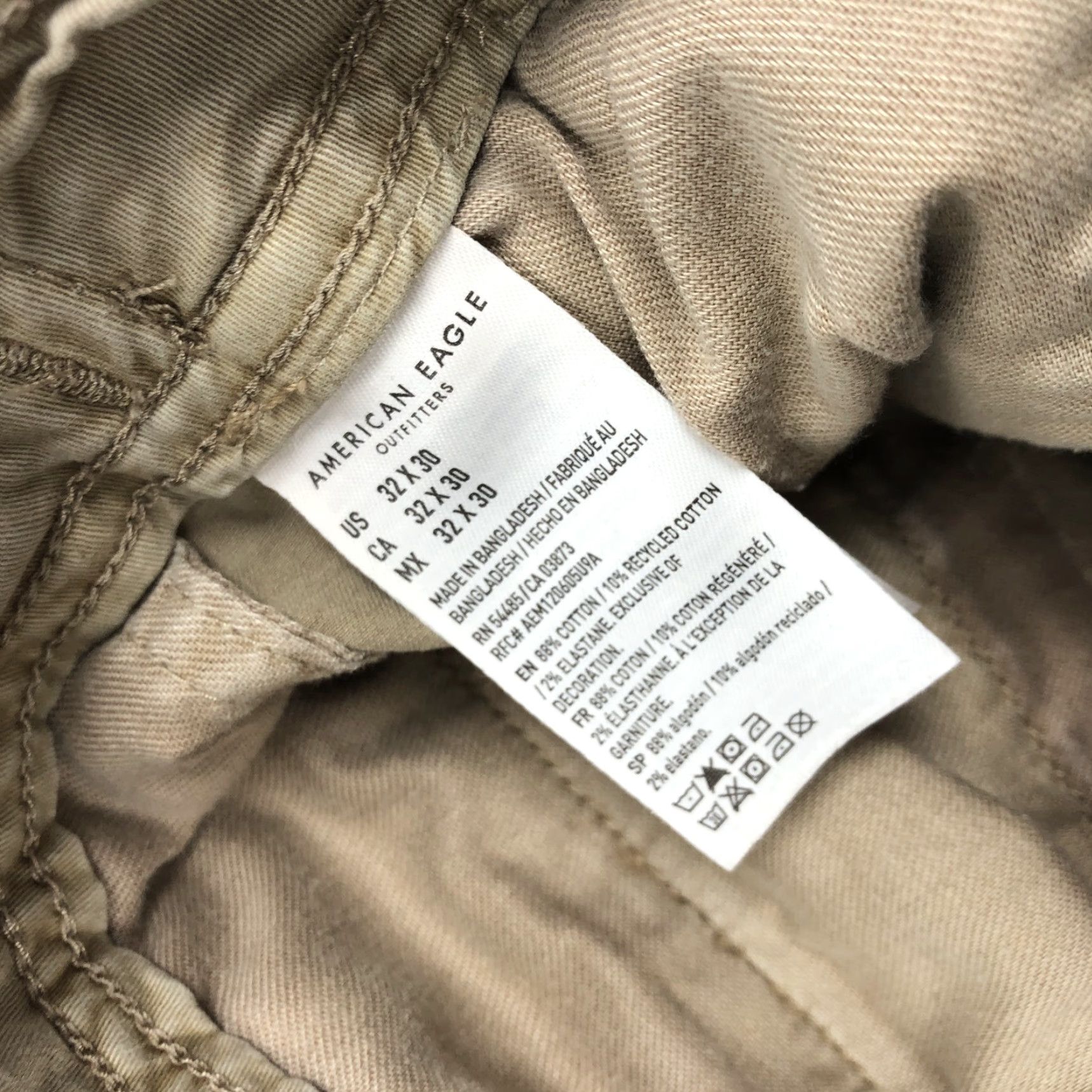 American Eagle Outfitters American Eagle Outfitters Men’s 32x27 Flex Cargo Pants Khaki Tan Drawstring Cargo Pocket Solid Twill Casual Easy Care Cotton Blend 32x27 Mens Size US 32 / EU 48 - 7 Thumbnail