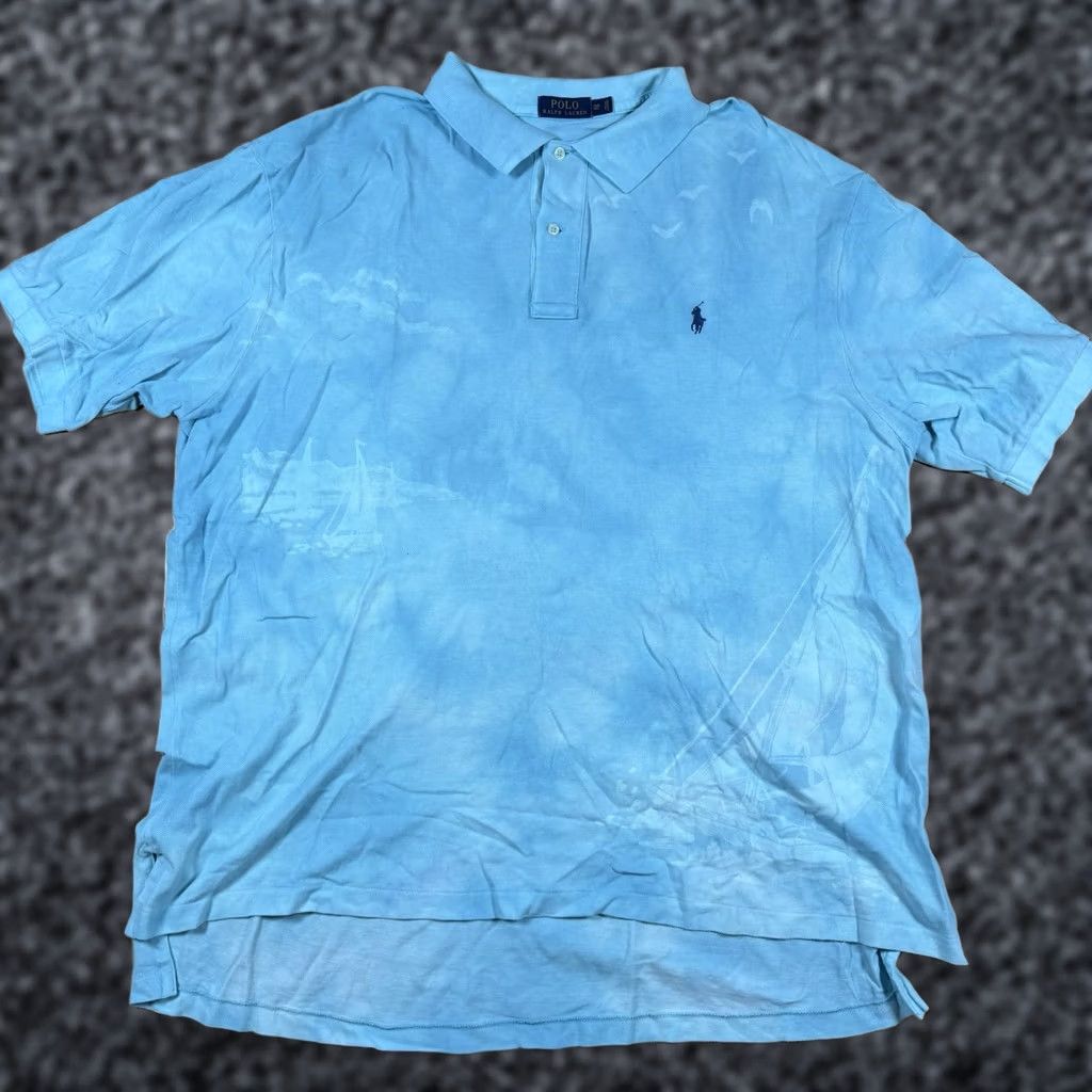 Ralph Lauren Ralph Lauren Polo Shirt Mens Blue 2XB Big Seagull AOP Nautical Size US XXL / EU 58 / 5 - 1 Thumbnail