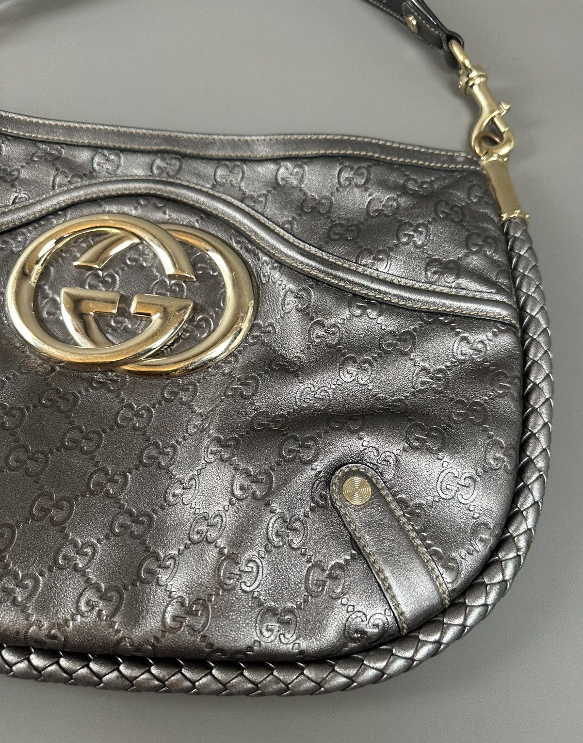 Gucci Gucci - Britt Metallic Silver - Guccissima Shoulder Bag Size ONE SIZE - 3 Thumbnail