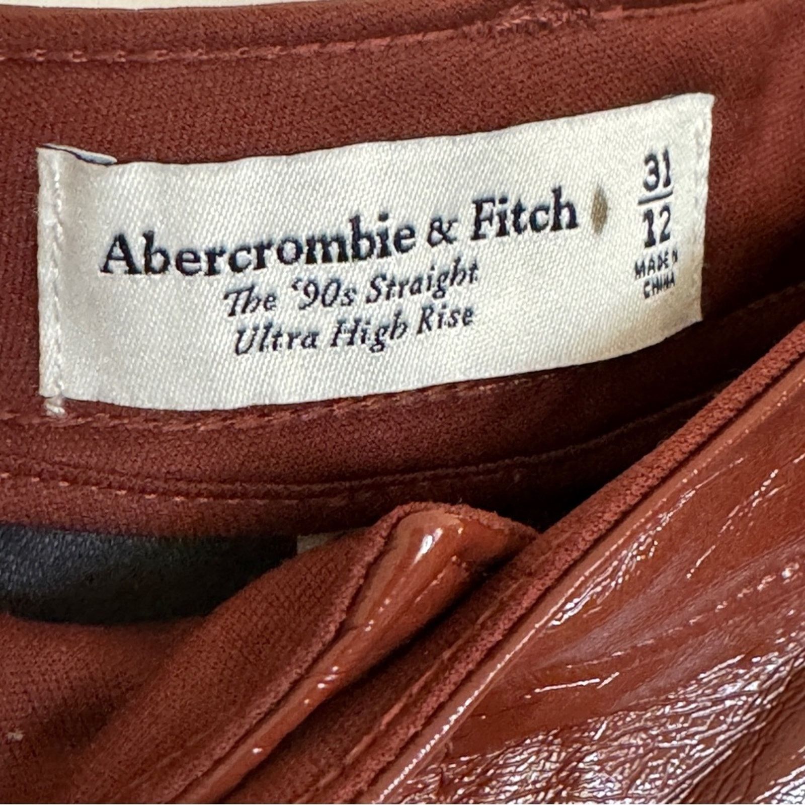 Abercrombie & Fitch Abercrombie 90s Straight Leg Ultra High Rise Leather Pants Size 31" - 7 Thumbnail