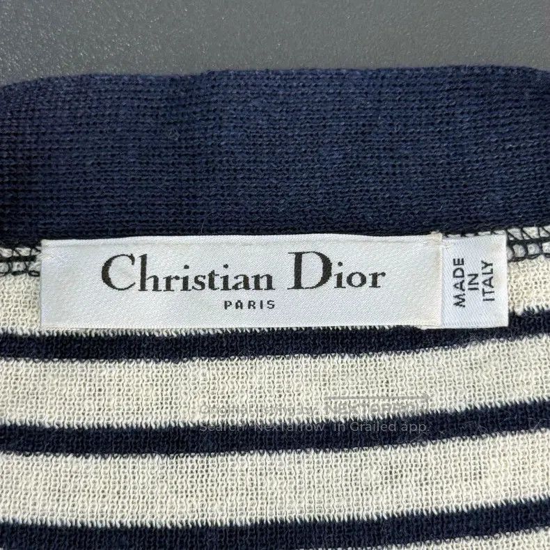 Dior Dior Beige dark blue striped knitted cardigan coat Size S / US 4 / IT 40 - 5 Thumbnail