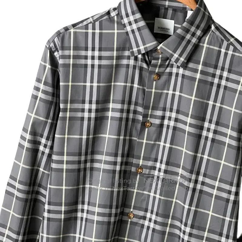 Burberry Burberry Gray Check Long Sleeve Shirt. Size US XL / EU 56 / 4 - 5 Thumbnail