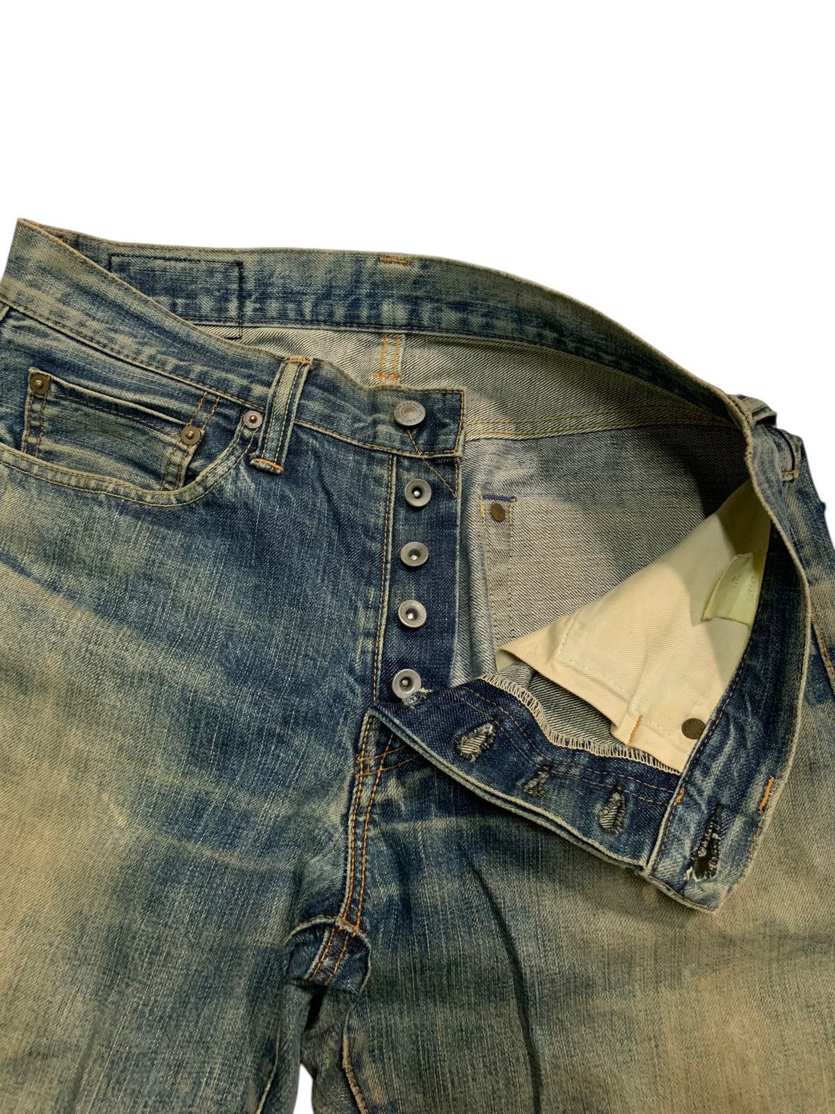 If Six Was Nine × Japanese Brand RARE💥ACOUSTIC SELVEDGE FADED&RUSTY JAPANESE DISTRESSED DENIM Size US 31 - 15 Thumbnail