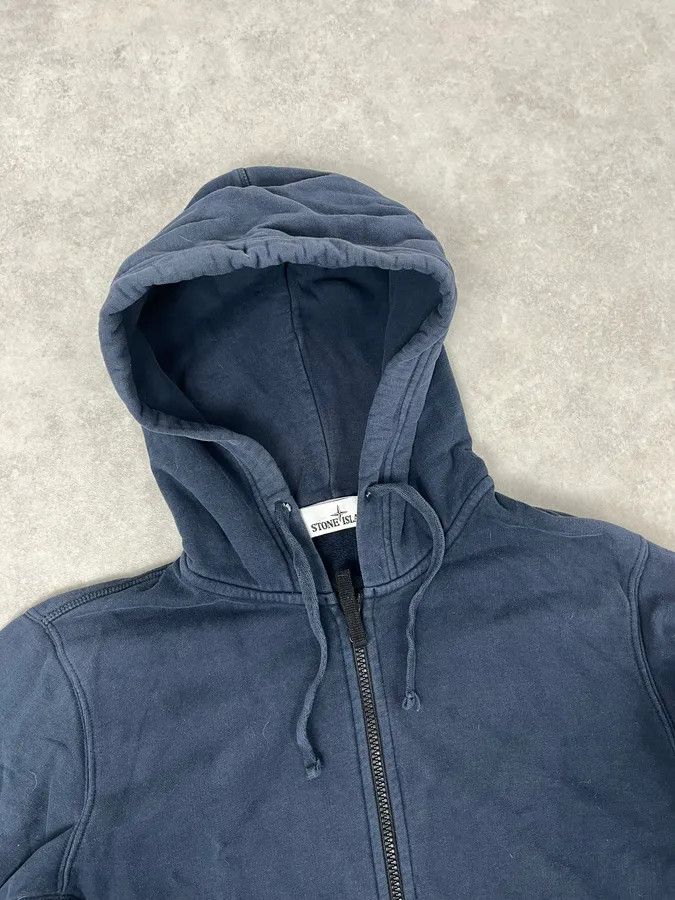 Stone Island Navy Signature Minimalist Zip-up Hoodie