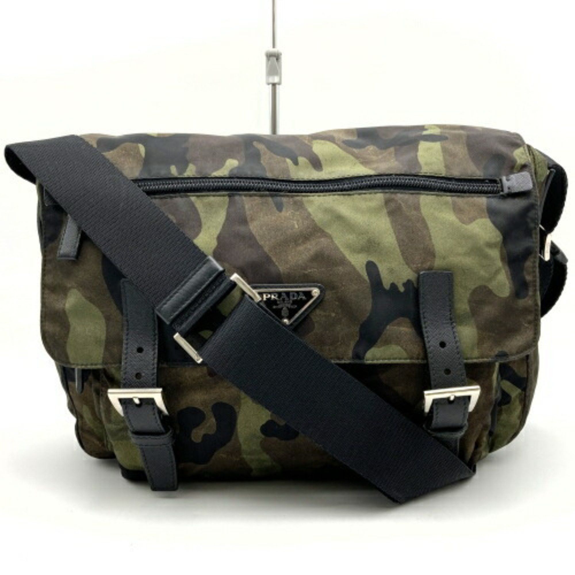 image of Prada Shoulder Bag Camouflage Pattern Khaki Green Nylon Men's Women's Itnhppp8I7Vs