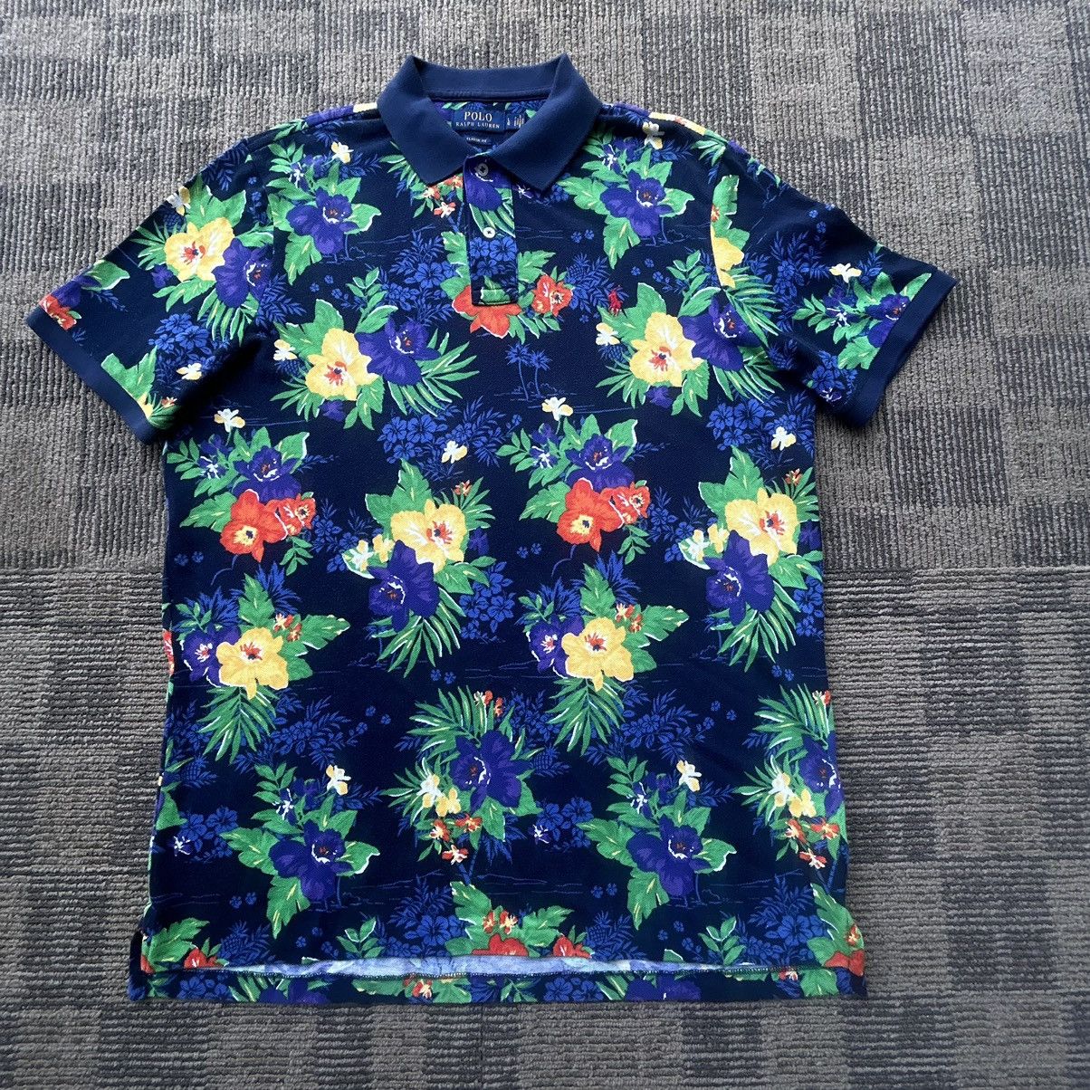 Polo Ralph Lauren Polo Ralph Lauren Blue All Over Print Hawaiian Polo Shirt Size US L / EU 52-54 / 3 - 1 Thumbnail