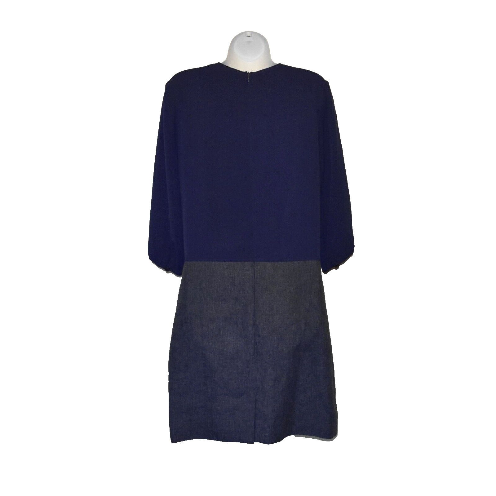 Longchamp NEW LONGCHAMP Blue Silk Top Sleeves Linen Skirt Dress Sz 38 Size XS / US 0-2 / IT 36-38 - 3 Thumbnail