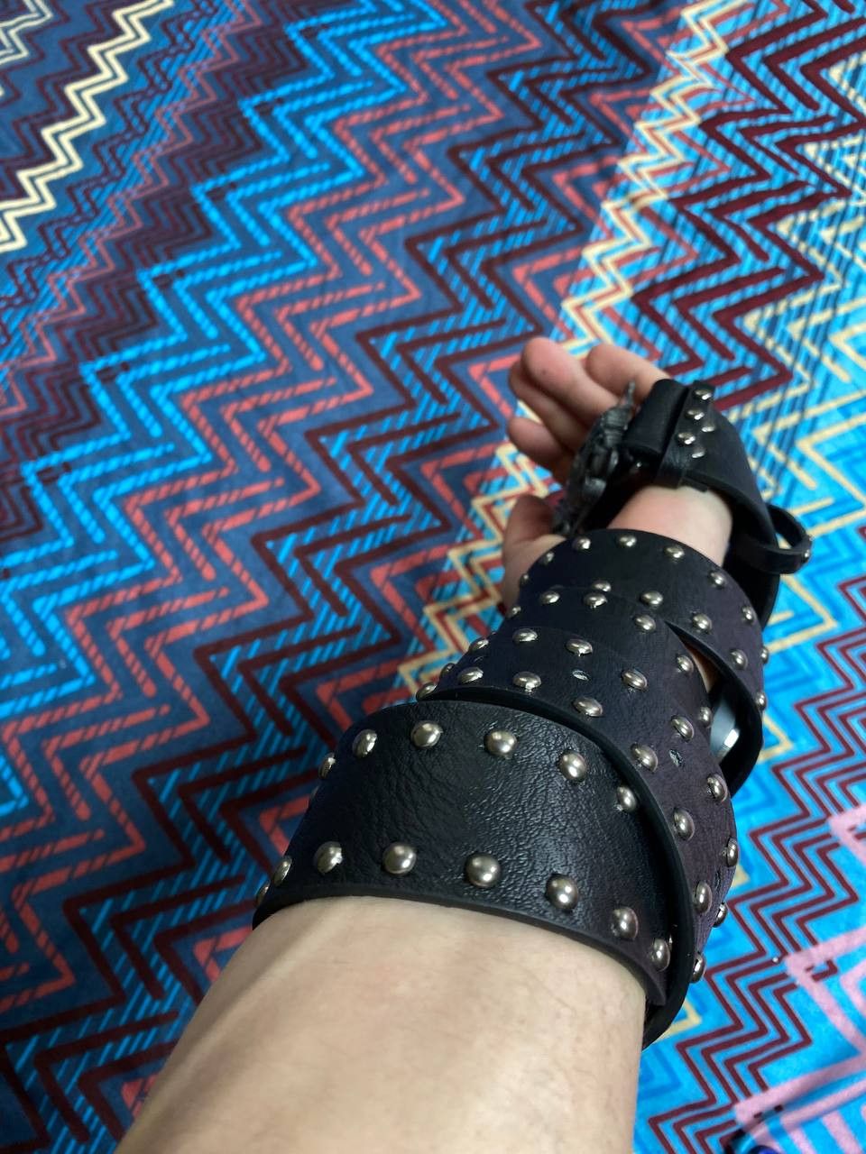 Japanese Brand × Vintage Vintage leather rhinestones belts BB Simon style punk y2k Size ONE SIZE - 2 Thumbnail