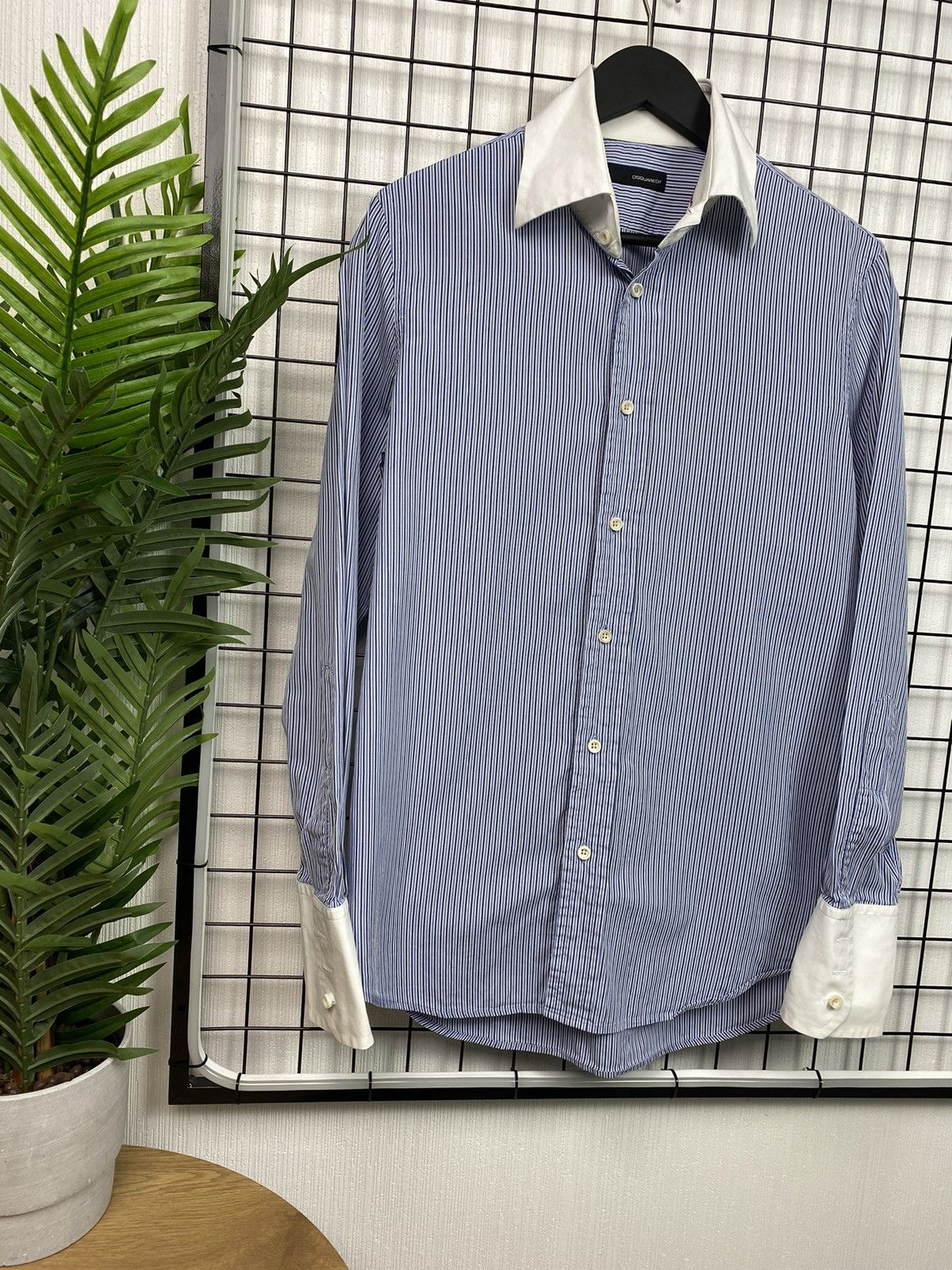 Dsquared2 Dsquared2 men striped shirt logo 50 size Blue white Size US M / EU 48-50 / 2 - 2 Thumbnail