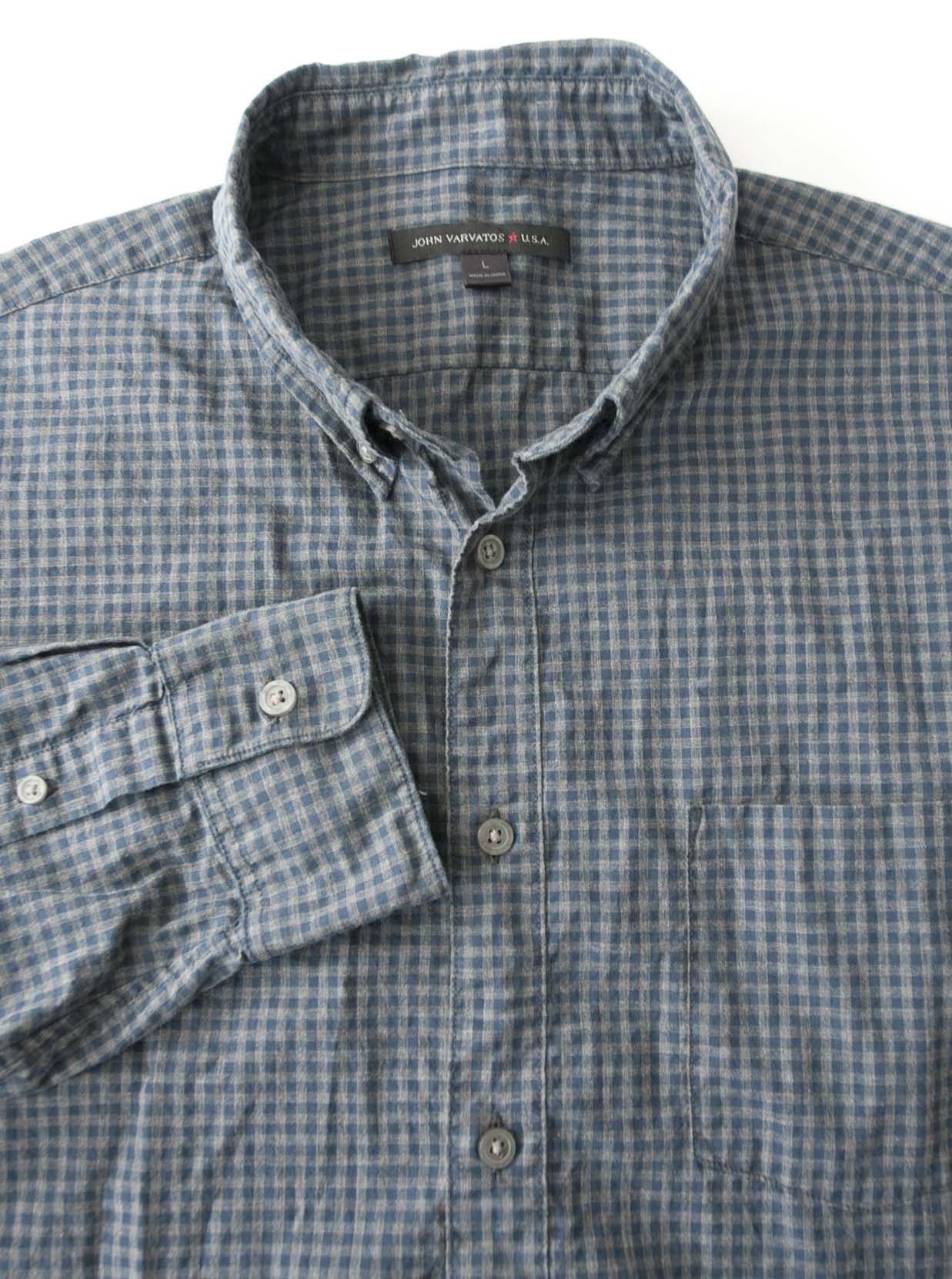 John Varvatos John Varvatos Shirt Plaid Blue / Gray Size L Size US L / EU 52-54 / 3 - 2 Thumbnail