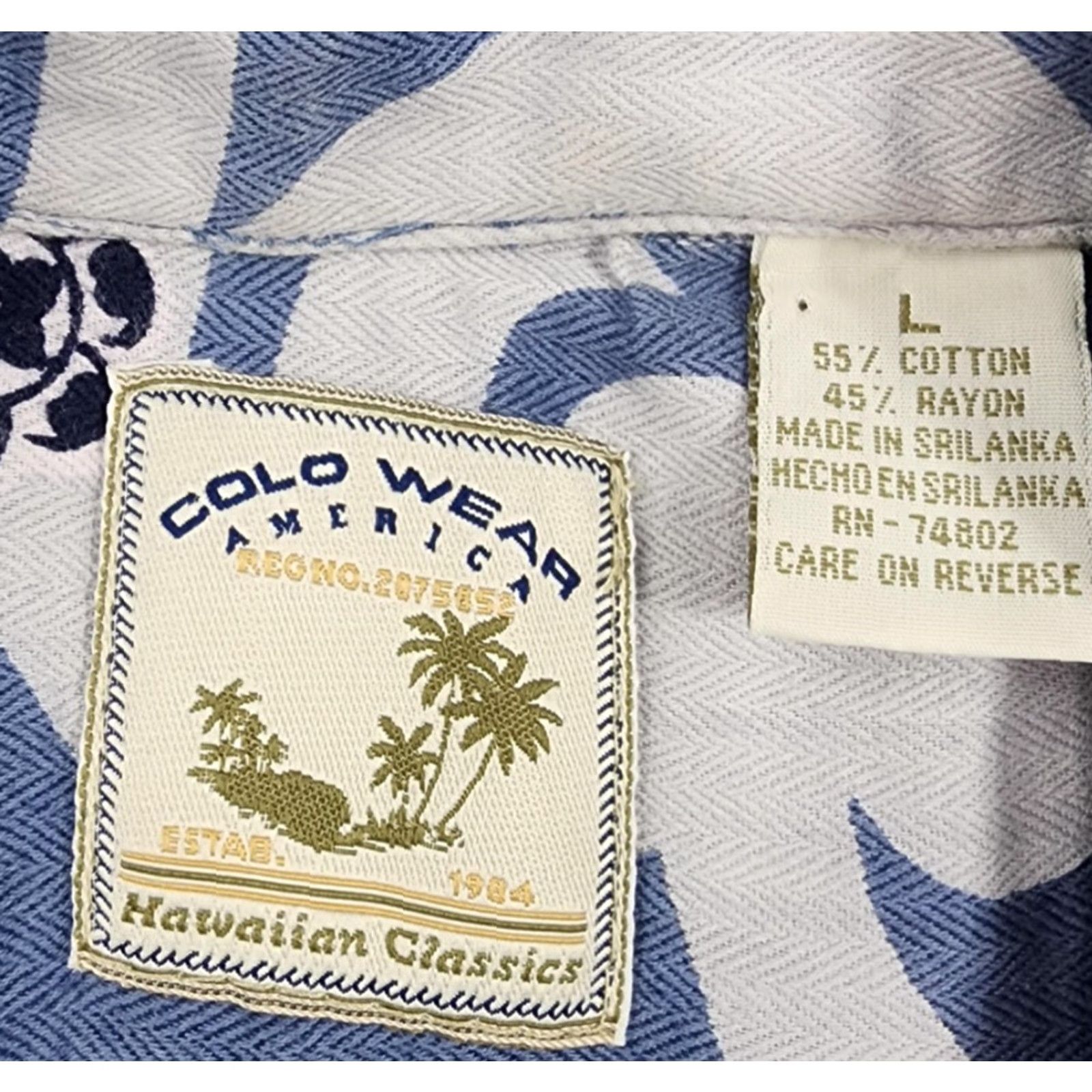 Slowear VINTAGE Colo Wear Hawaiian Shirt Mens Large Blue Aloha Camp Button Up Rayon Blend Shirt Size US L / EU 52-54 / 3 - 5 Thumbnail
