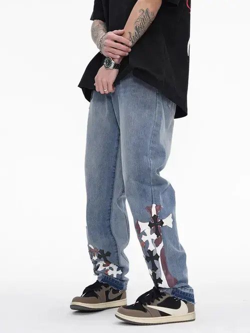 Japanese Brand × Jean Vintage cross loose straight jeans Size US 32 / EU 48 - 4 Thumbnail