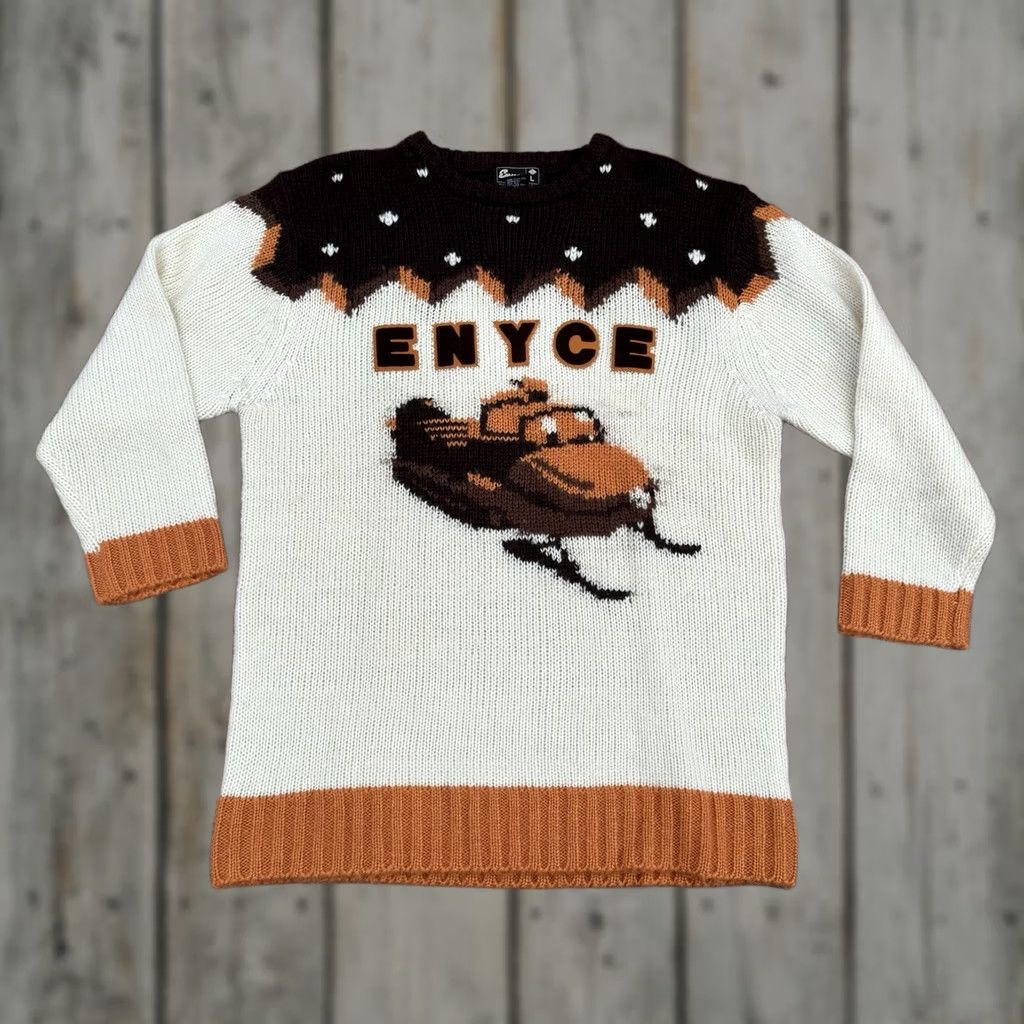 Enyce VINTAGE Enyce Ski Knit Sweater L Brown Mens Pullover Knit Heavyweight 90s Streetwear Urban NYC Size US L / EU 52-54 / 3 - 1 Thumbnail