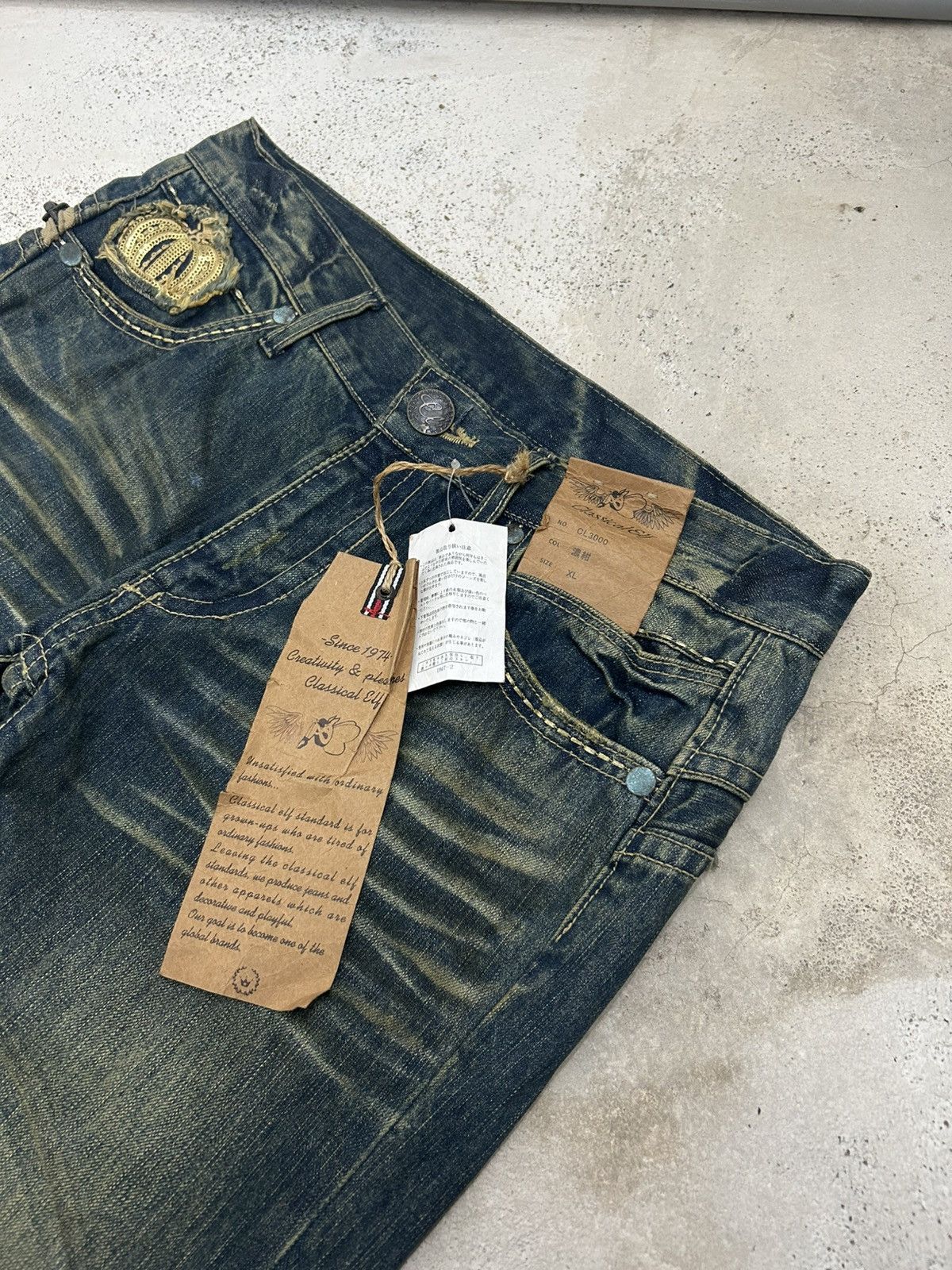 20471120 Embroidered Jeans Baggy with Patches Mud Washed Size US 32 / EU 48 - 7 Thumbnail