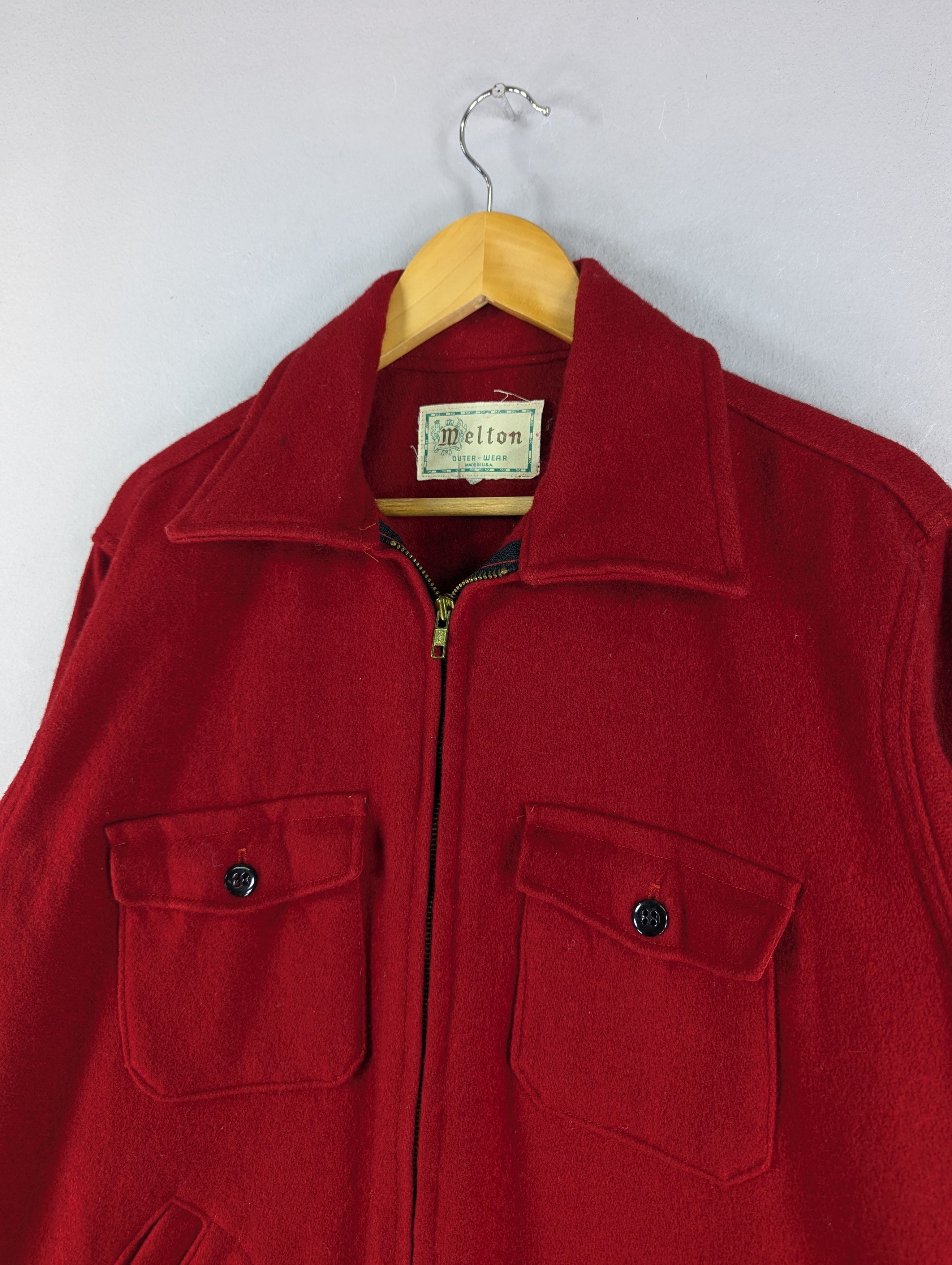 Vintage Vintage 1980s Melton Red Wool Jacket Size US L / EU 52-54 / 3 - 6 Thumbnail