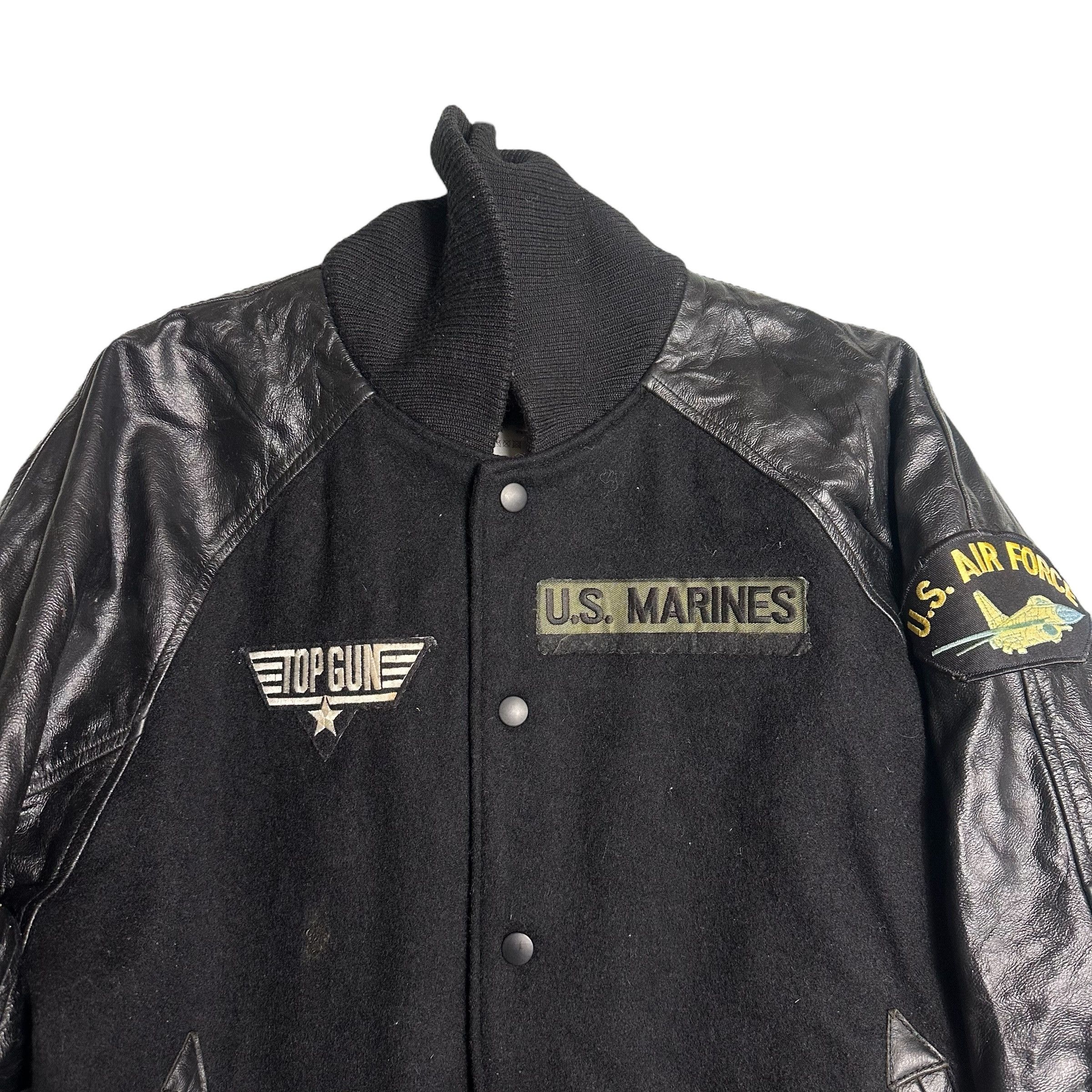 Genuine Leather 🔥RARE🔥Vintage Military Sleeve Leather Wool Varsity Jacket Size US L / EU 52-54 / 3 - 3 Thumbnail