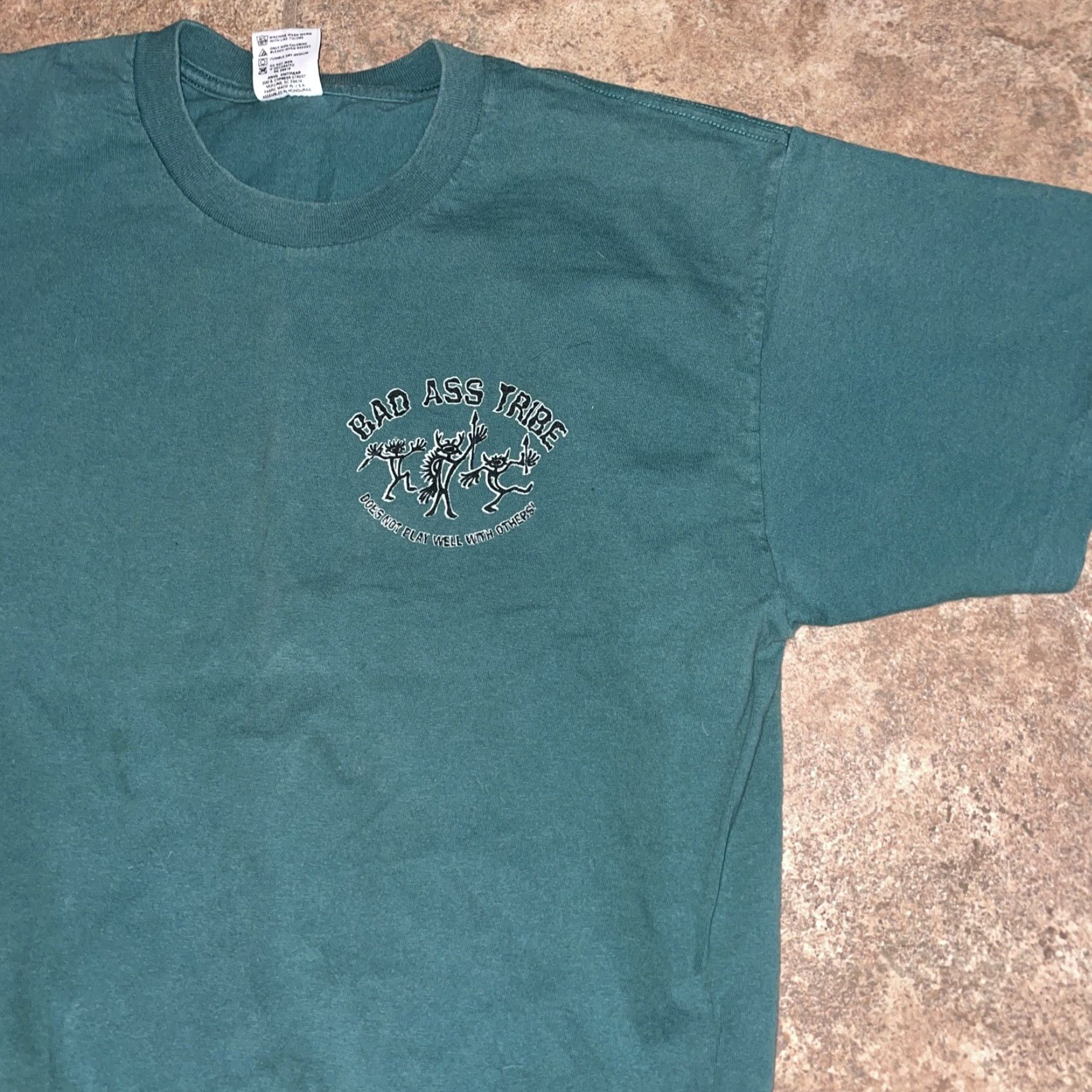 Anvil VINTAGE Anvil Green Tee Mens Size XL 100% Cotton Single Stitch Shirt Size US XL / EU 56 / 4 - 3 Thumbnail