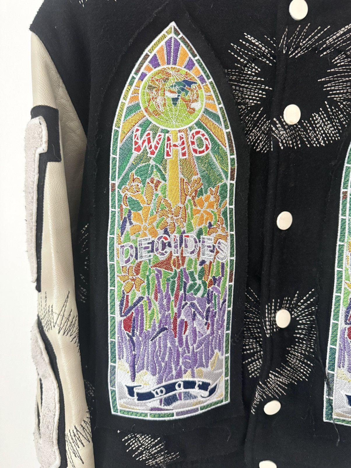 Who Decides War Who Decides War “Stained Glass” Varsity Jacket Black/Grey M Size US M / EU 48-50 / 2 - 7 Thumbnail
