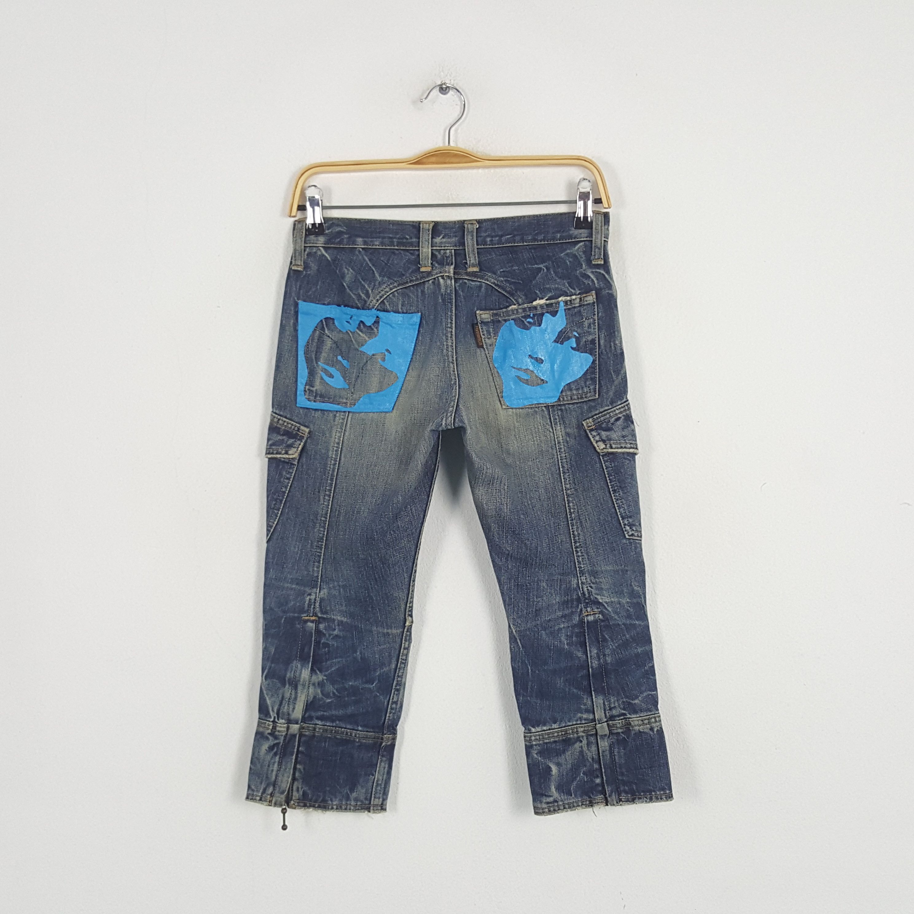 Hysteric Glamour × Japanese Brand × Vintage Vintage Hysteric Glamour Japan 3 Quaters Cargo Denim Jeans Size US 27 - 1 Thumbnail