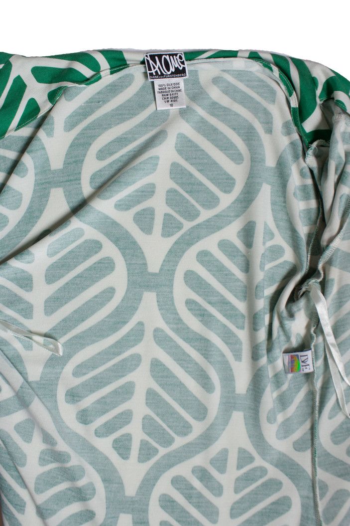 Diane von Furstenberg Diane Von Furstenberg, Wrap dress in green and white Size L / US 10 / IT 46 - 6 Thumbnail